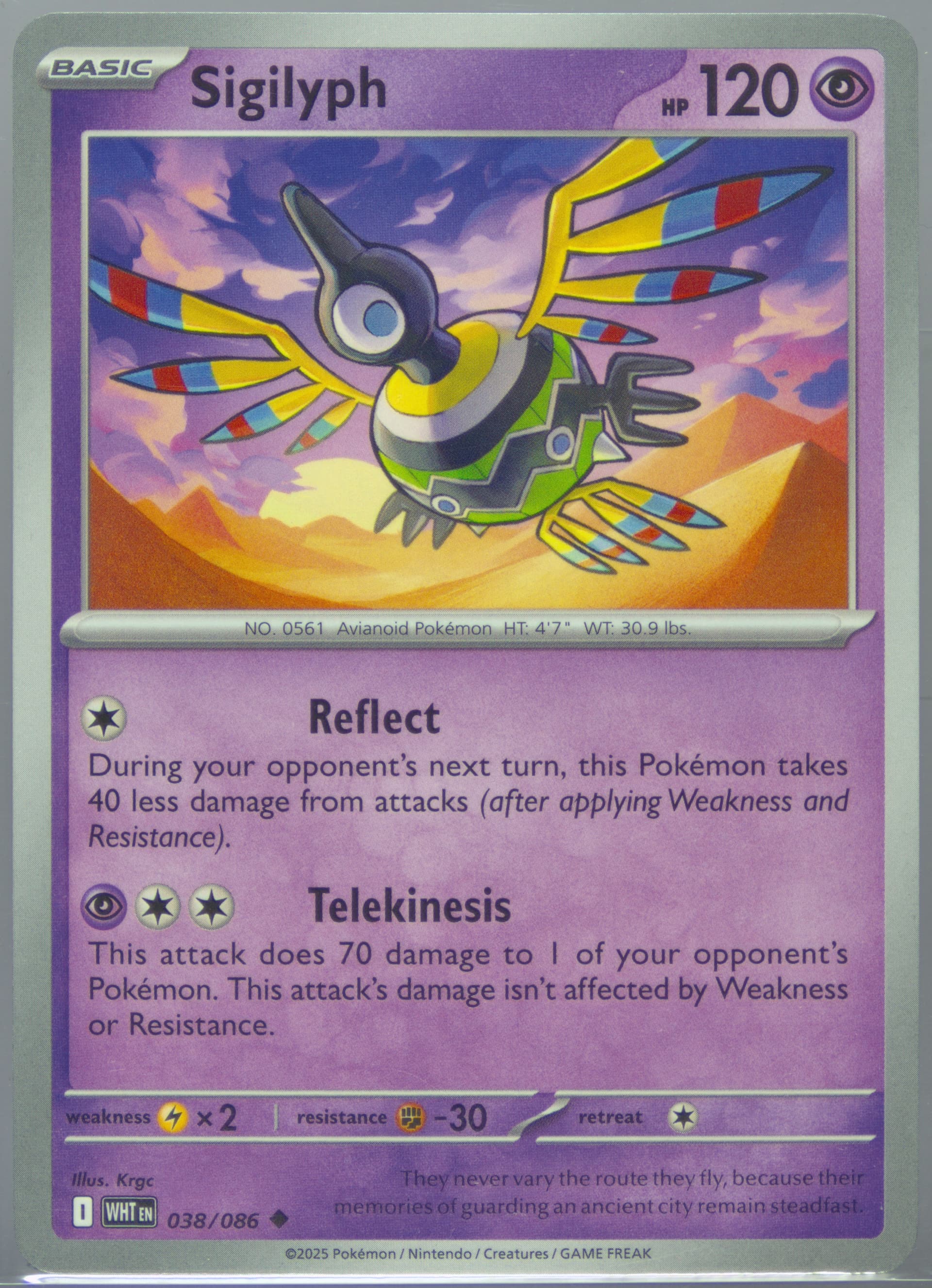 Sigilyph (038) 2025 Pokemon Wht EN-White Flare