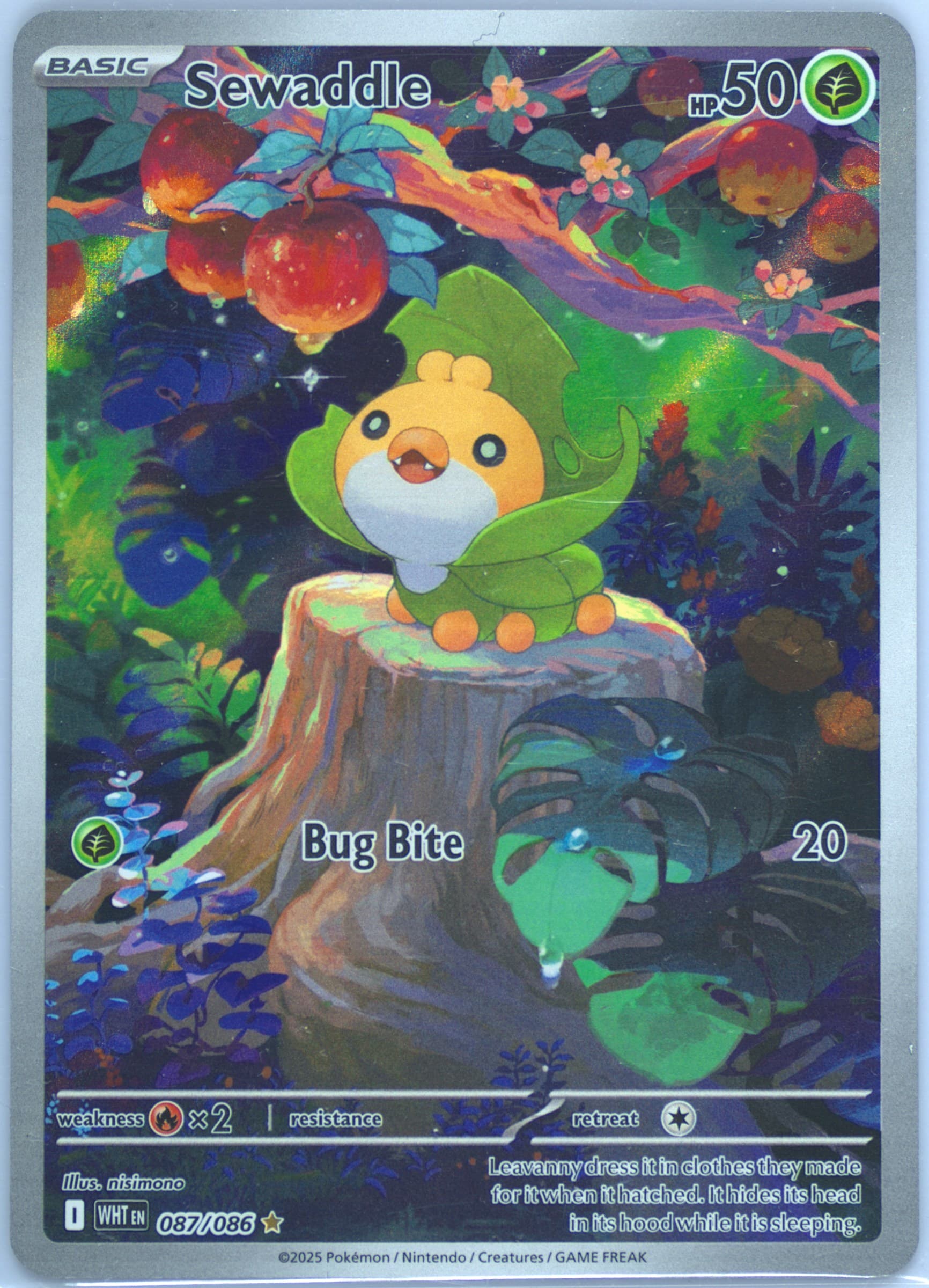 Sewaddle Illustration Rare (087) 2025 Pokemon Wht EN-White Flare