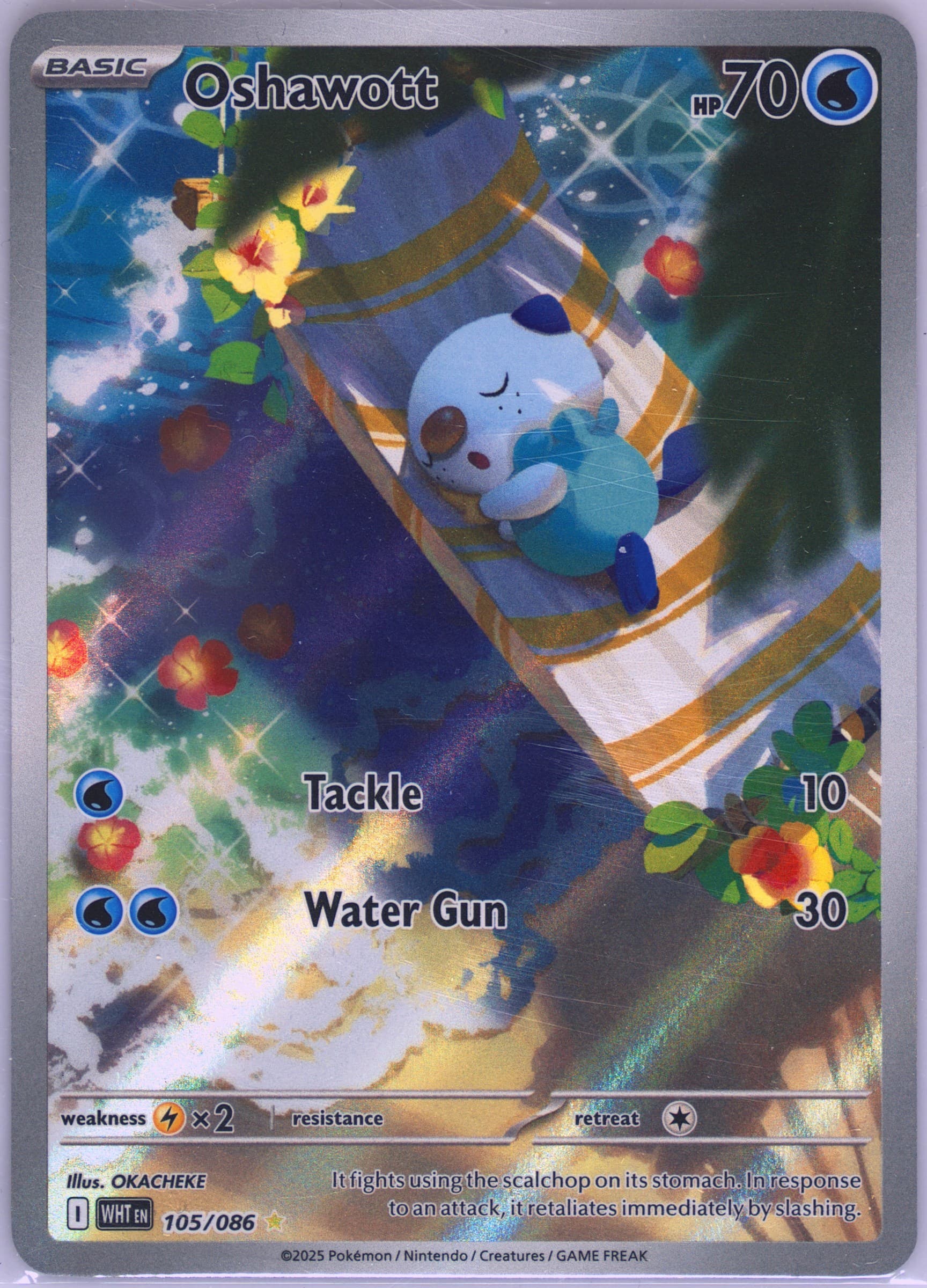 Oshawott Illustration Rare (105) 2025 Pokemon Wht EN-White Flare