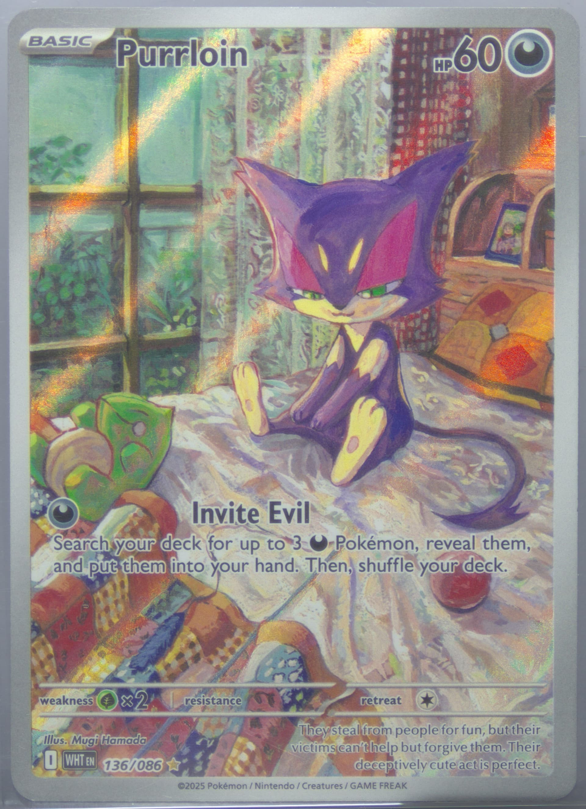 Purrloin Illustration Rare (136) 2025 Pokemon Wht EN-White Flare
