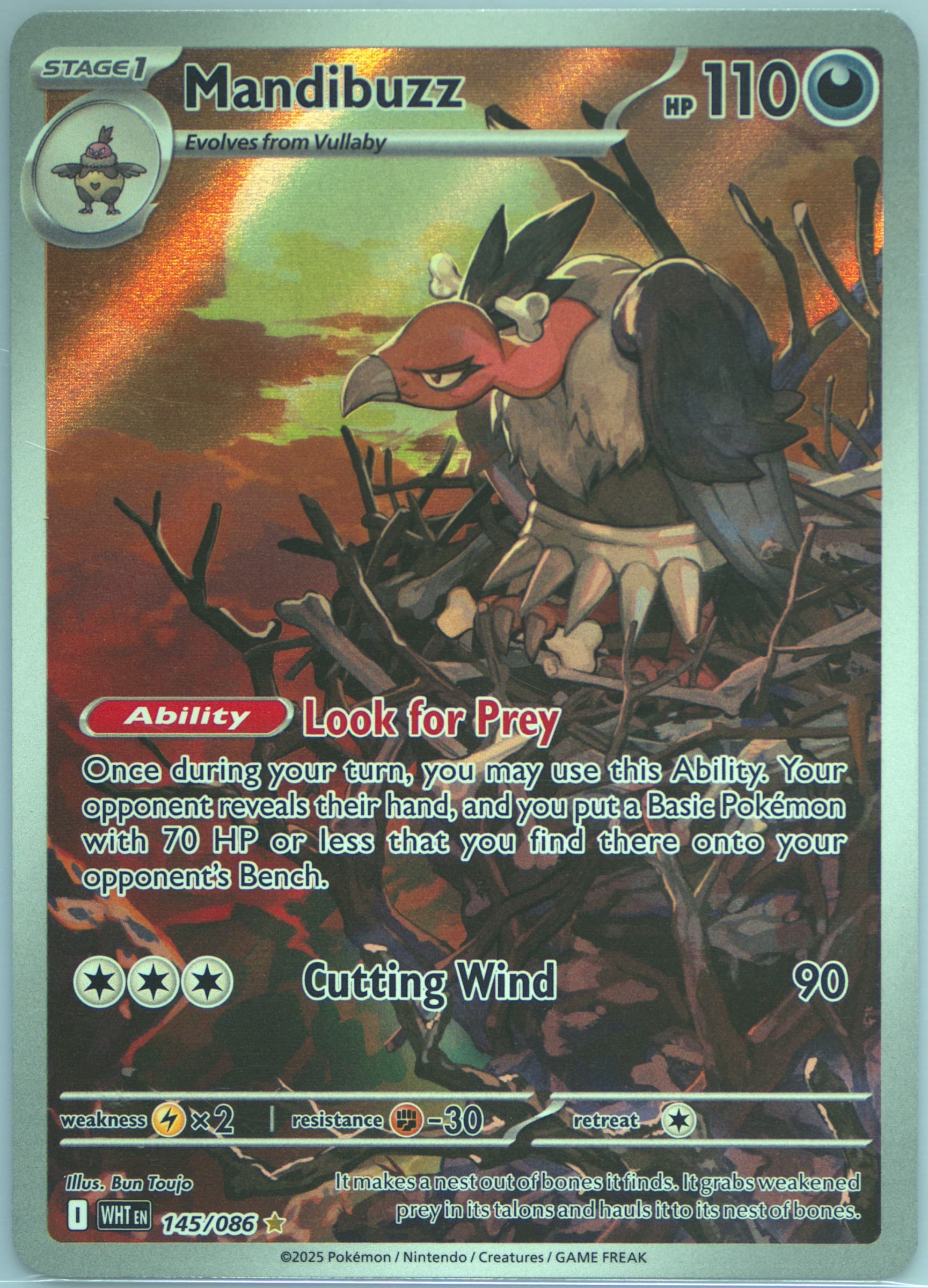 Mandibuzz Illustration Rare (145) 2025 Pokemon Wht EN-White Flare