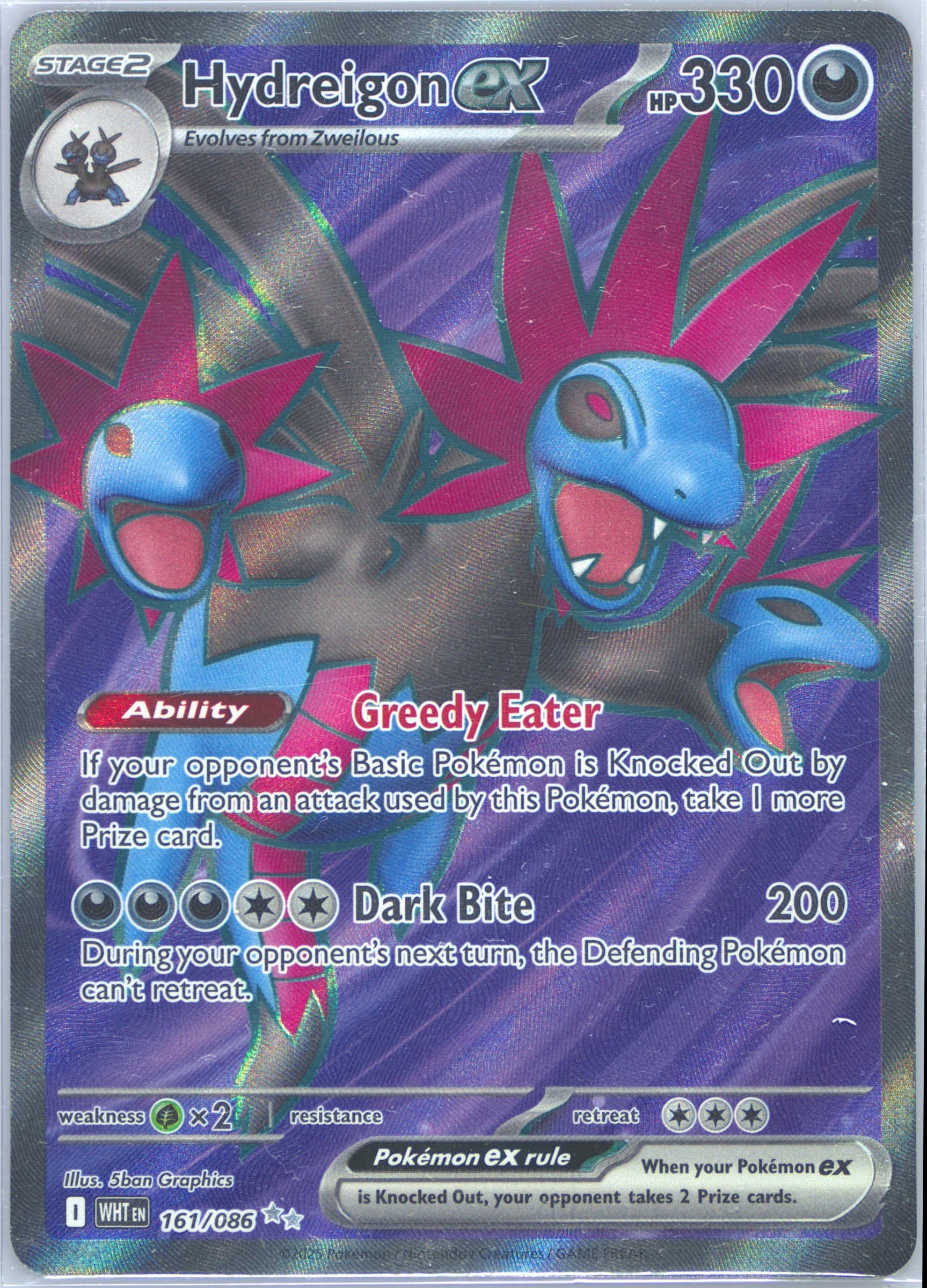 Hydreigon EX Ultra Rare (161) 2025 Pokemon Wht EN-White Flare