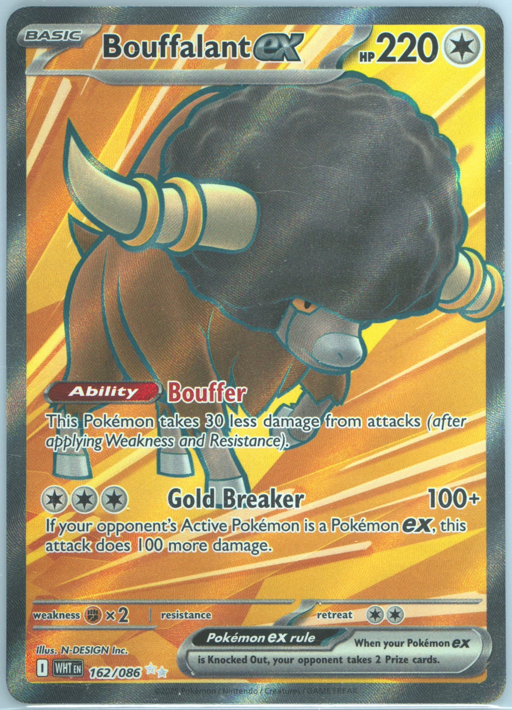 Bouffalant EX Ultra Rare (162) 2025 Pokemon Wht EN-White Flare