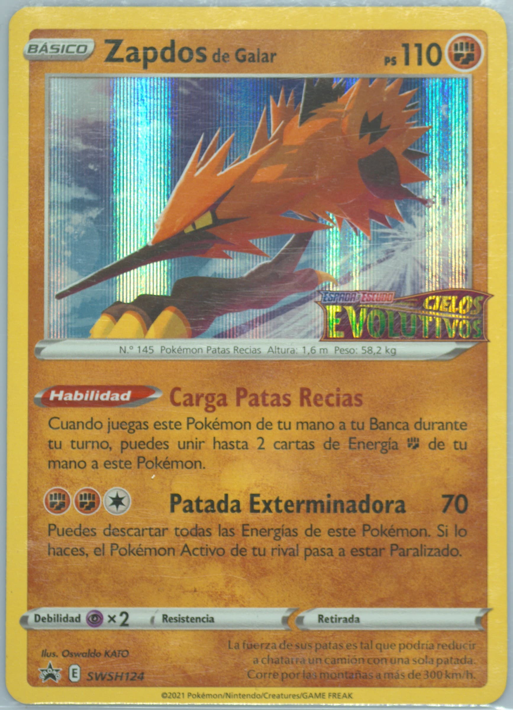 Zapdos de Galar-Holo Prerelease-Spanish (124) 2021 Pokemon Swsh Black Star Promo