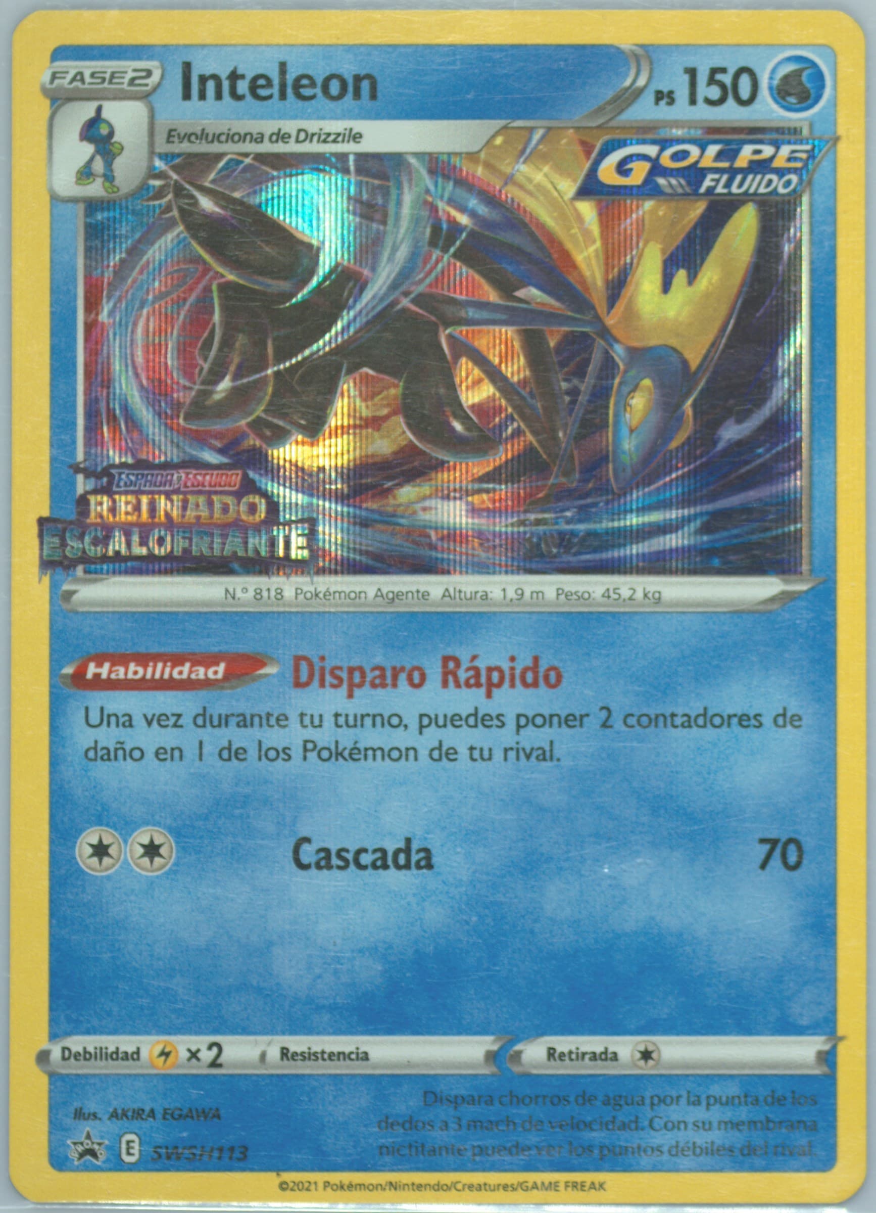 Inteleon-Holo Prerelease-Spanish (113) 2021 Pokemon Swsh Black Star Promo