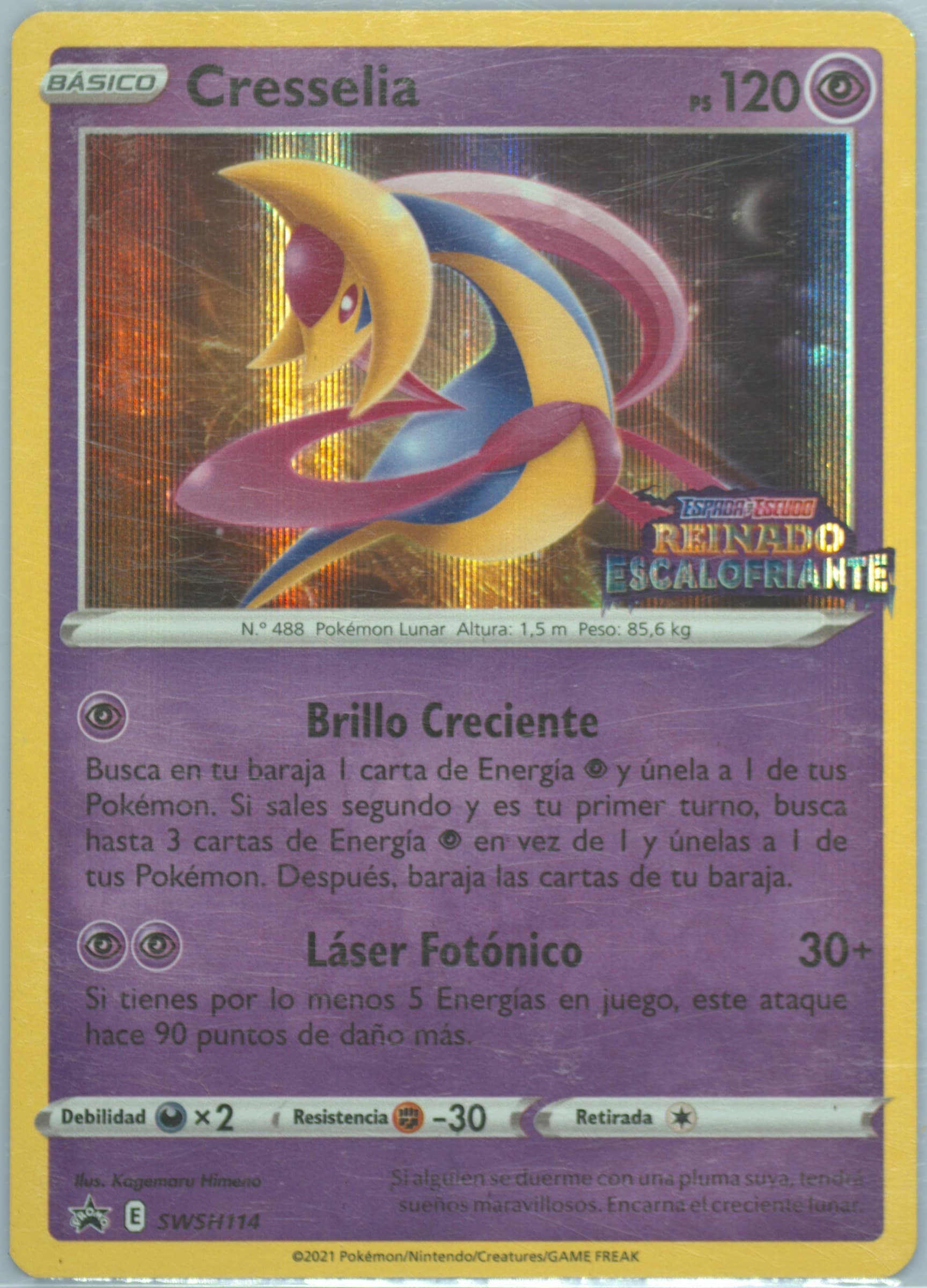 Cresselia-Holo Prerelease-Spanish (114) 2021 Pokemon Swsh Black Star Promo