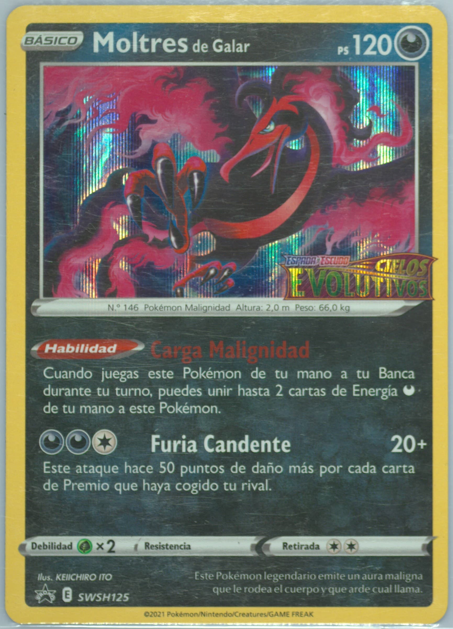 Moltres de Galar Prerelease-Spanish (125) 2021 Pokemon Swsh Black Star Promo