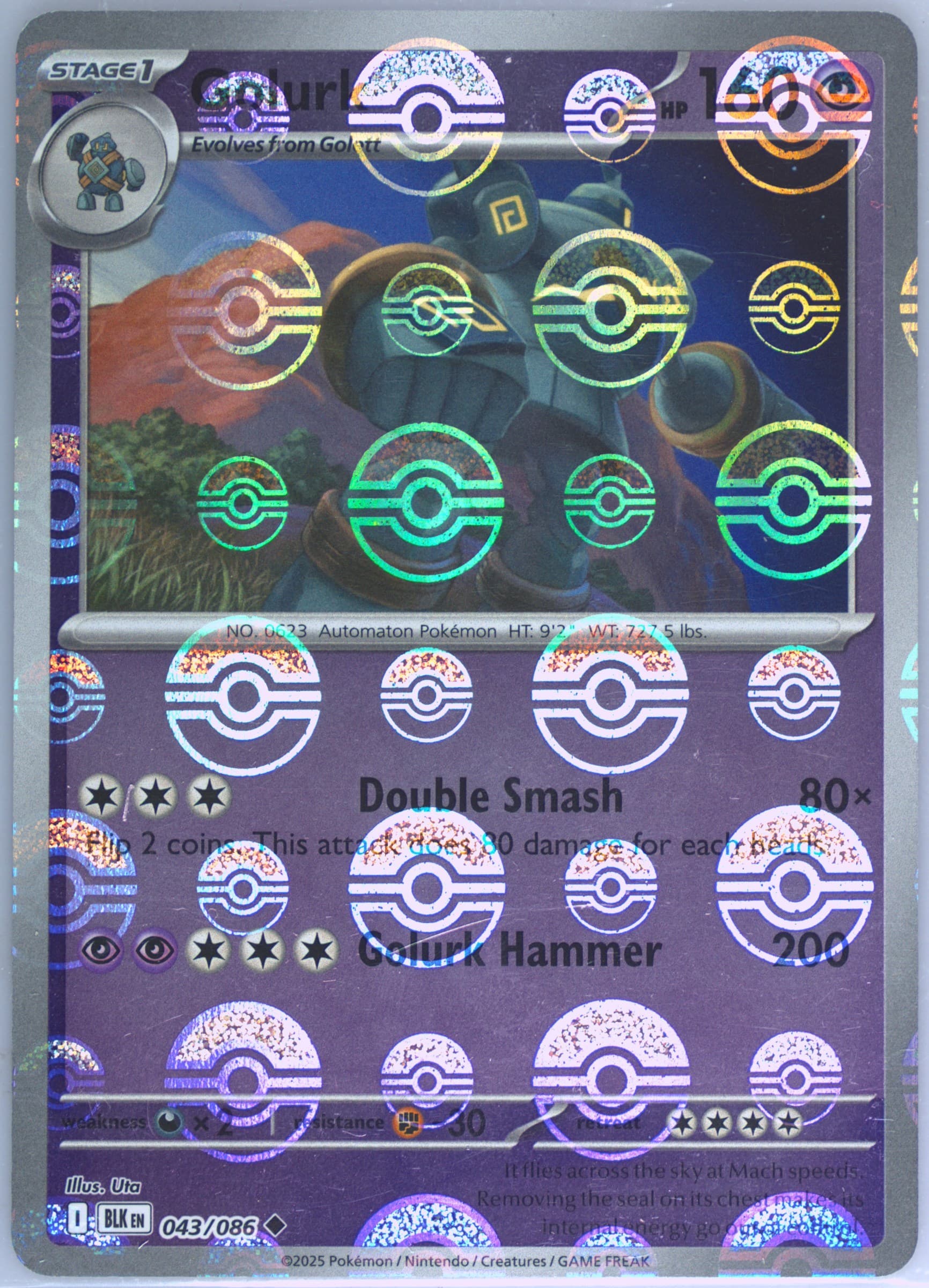 Golurk Poke Ball Reverse Holo (043) 2025 Pokemon Blk EN-Black Bolt