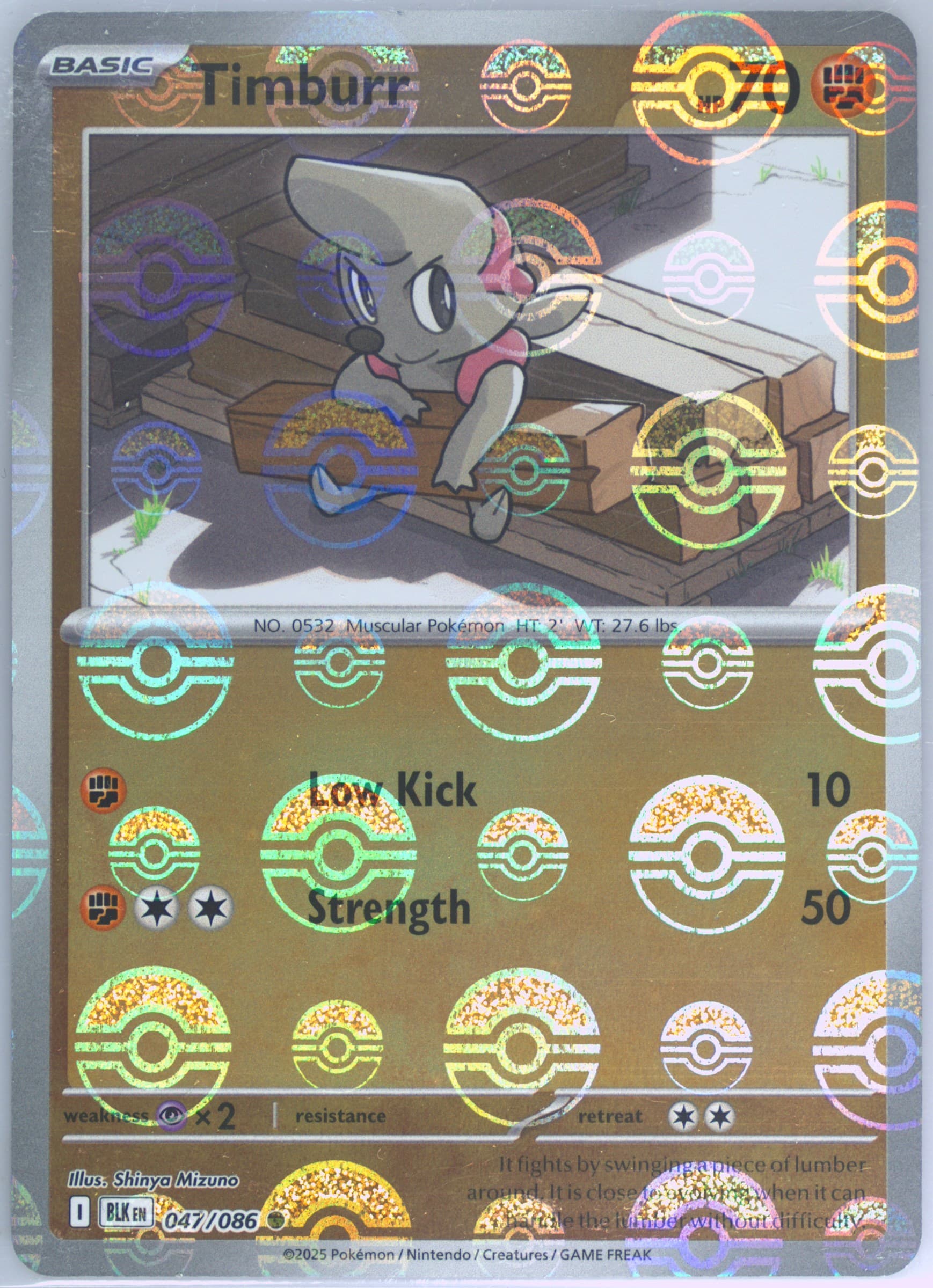 Timburr Poke Ball Reverse Holo (047) 2025 Pokemon Blk EN-Black Bolt