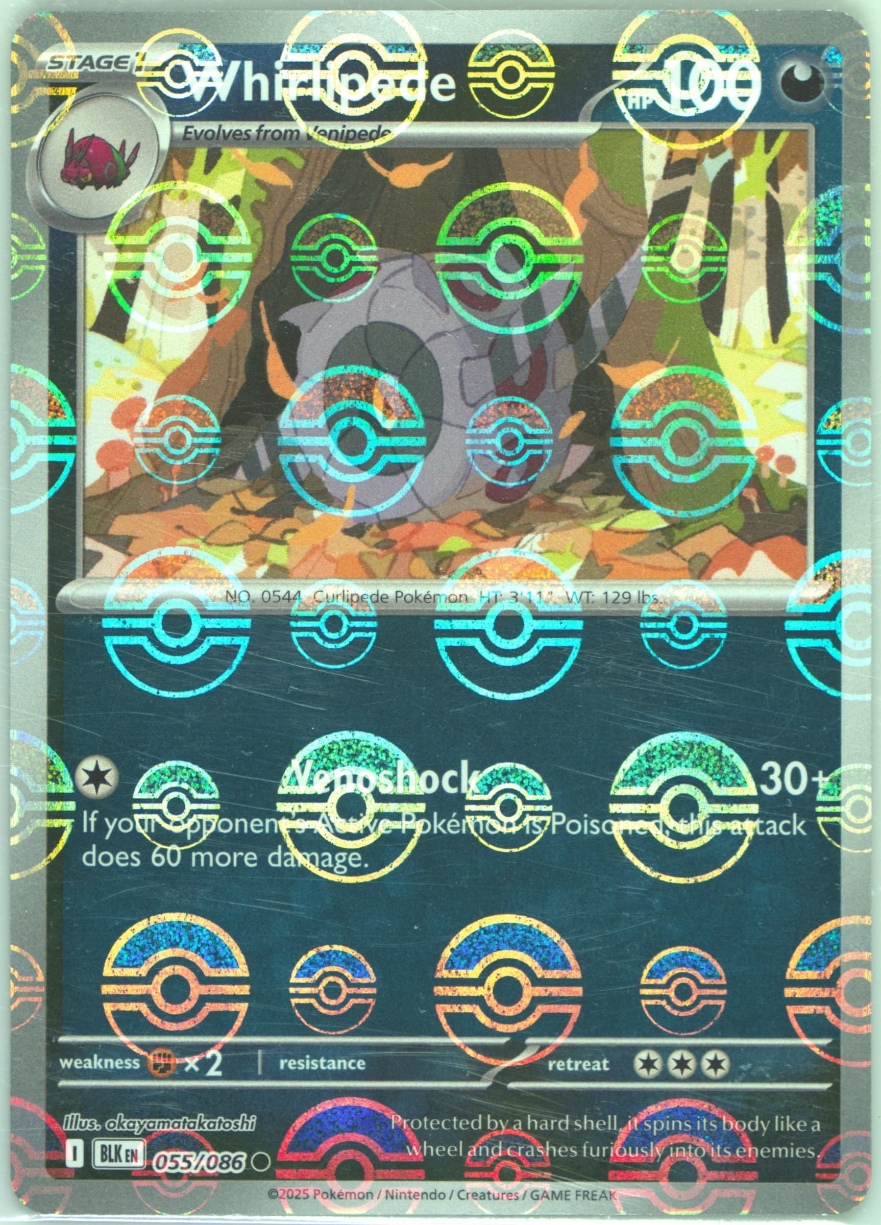 Whirlipede Poke Ball Reverse Holo (055) 2025 Pokemon Blk EN-Black Bolt