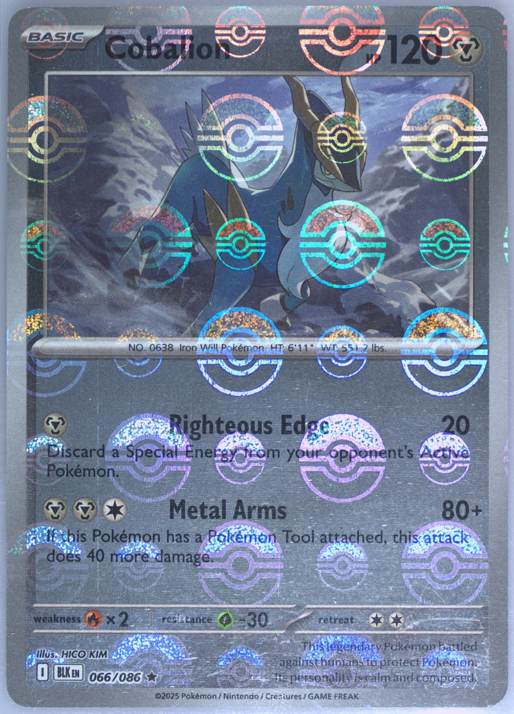 Cobalion Poke Ball Reverse Holo (066) 2025 Pokemon Blk EN-Black Bolt