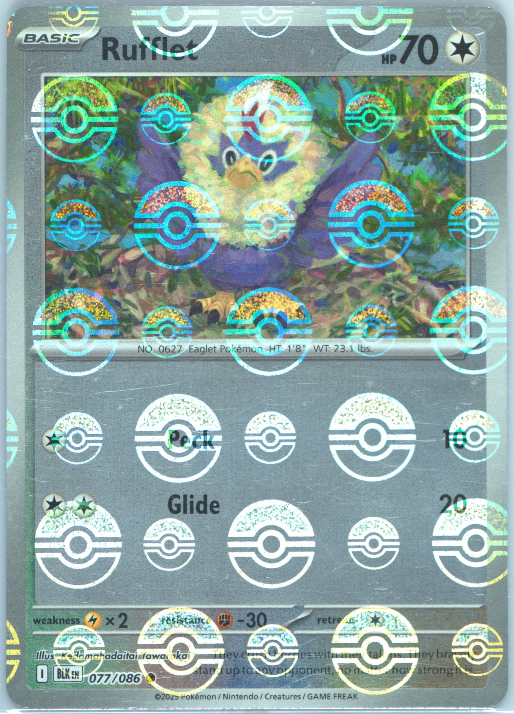 Rufflet Poke Ball Reverse Holo (077) 2025 Pokemon Blk EN-Black Bolt