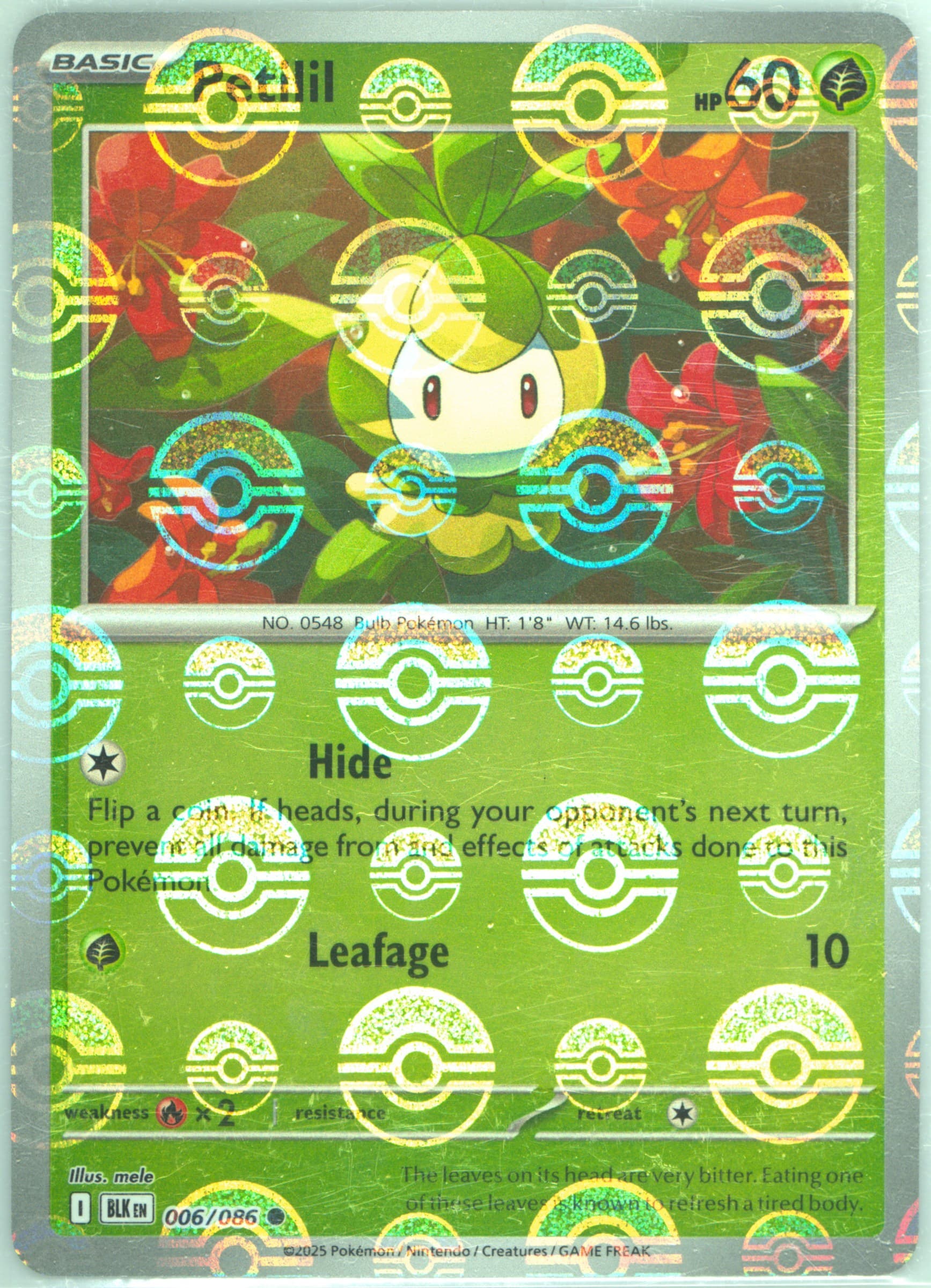 Petilil Poke Ball Reverse Holo (006) 2025 Pokemon Blk EN-Black Bolt