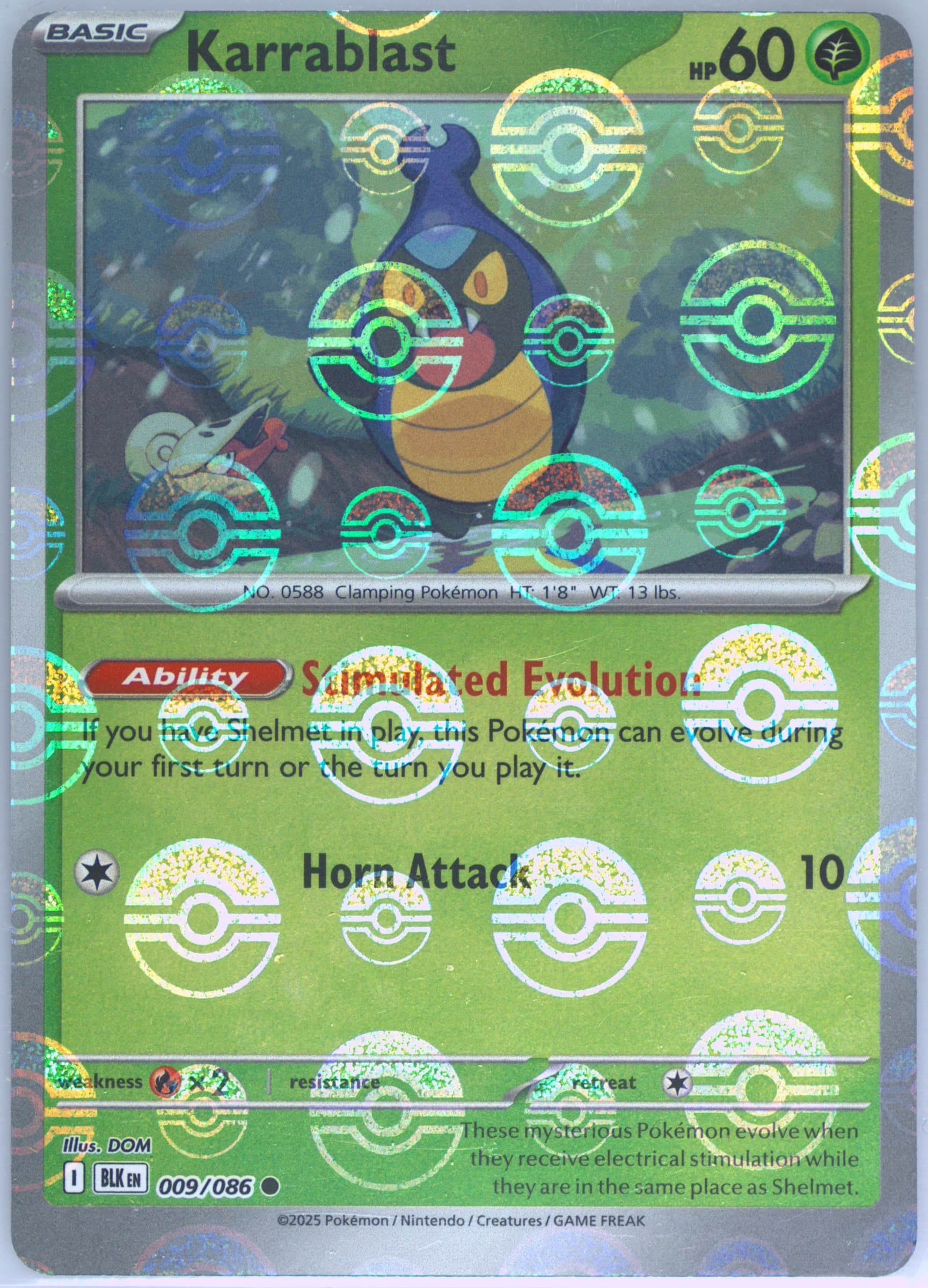 Karrablast Poke Ball Reverse Holo (009) 2025 Pokemon Blk EN-Black Bolt