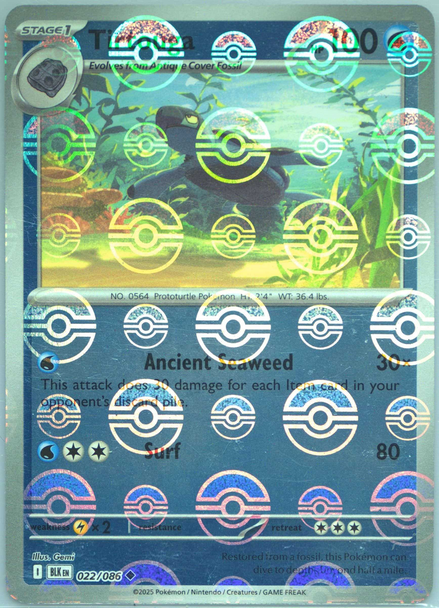 Tirtouga Poke Ball Reverse Holo (022) 2025 Pokemon Blk EN-Black Bolt