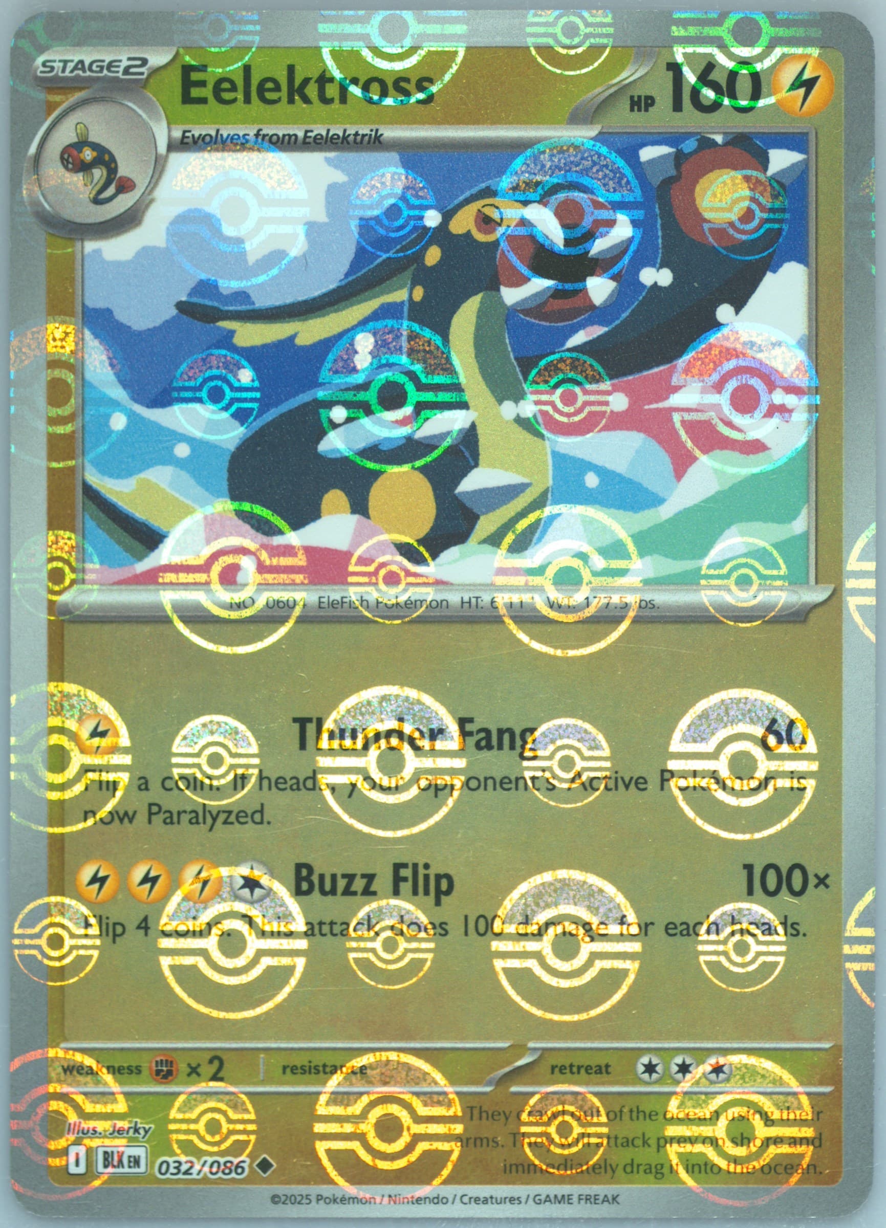 Eelektross Poke Ball Reverse Holo (032) 2025 Pokemon Blk EN-Black Bolt
