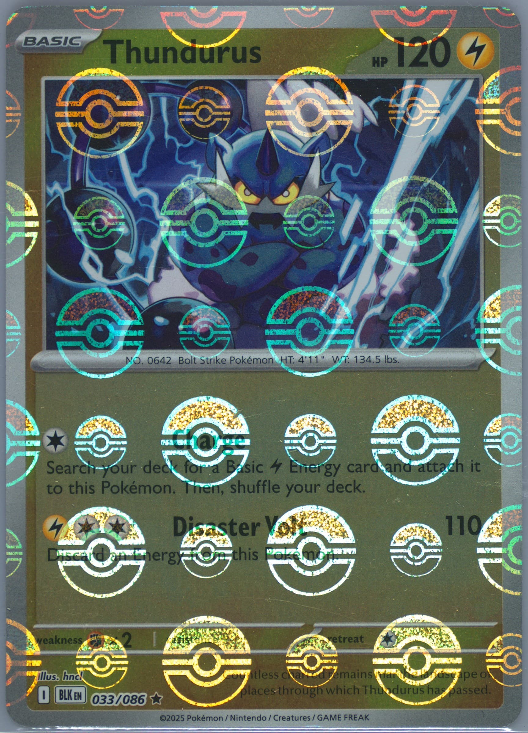 Thundurus Poke Ball Reverse Holo (033) 2025 Pokemon Blk EN-Black Bolt