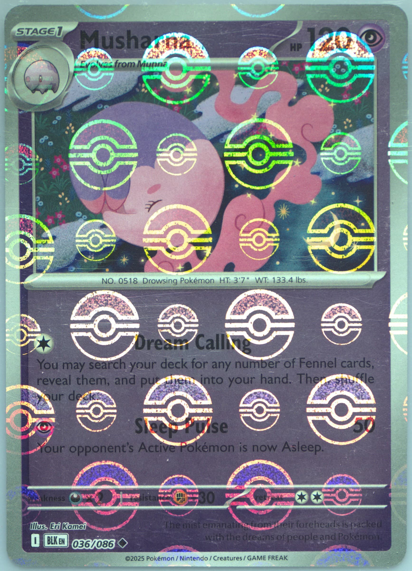 Musharna Poke Ball Reverse Holo (036) 2025 Pokemon Blk EN-Black Bolt