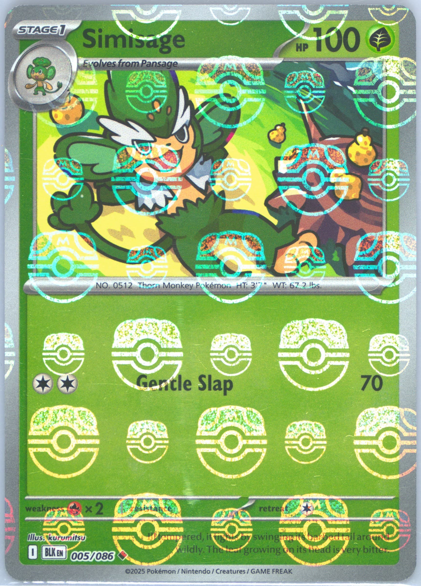 Simisage Master Ball Reverse Holo (005) 2025 Pokemon Blk EN-Black Bolt