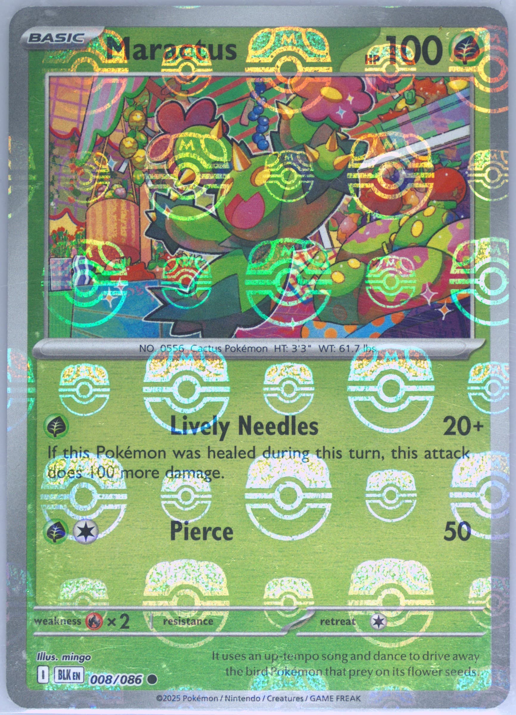 Maractus Master Ball Reverse Holo (008) 2025 Pokemon Blk EN-Black Bolt