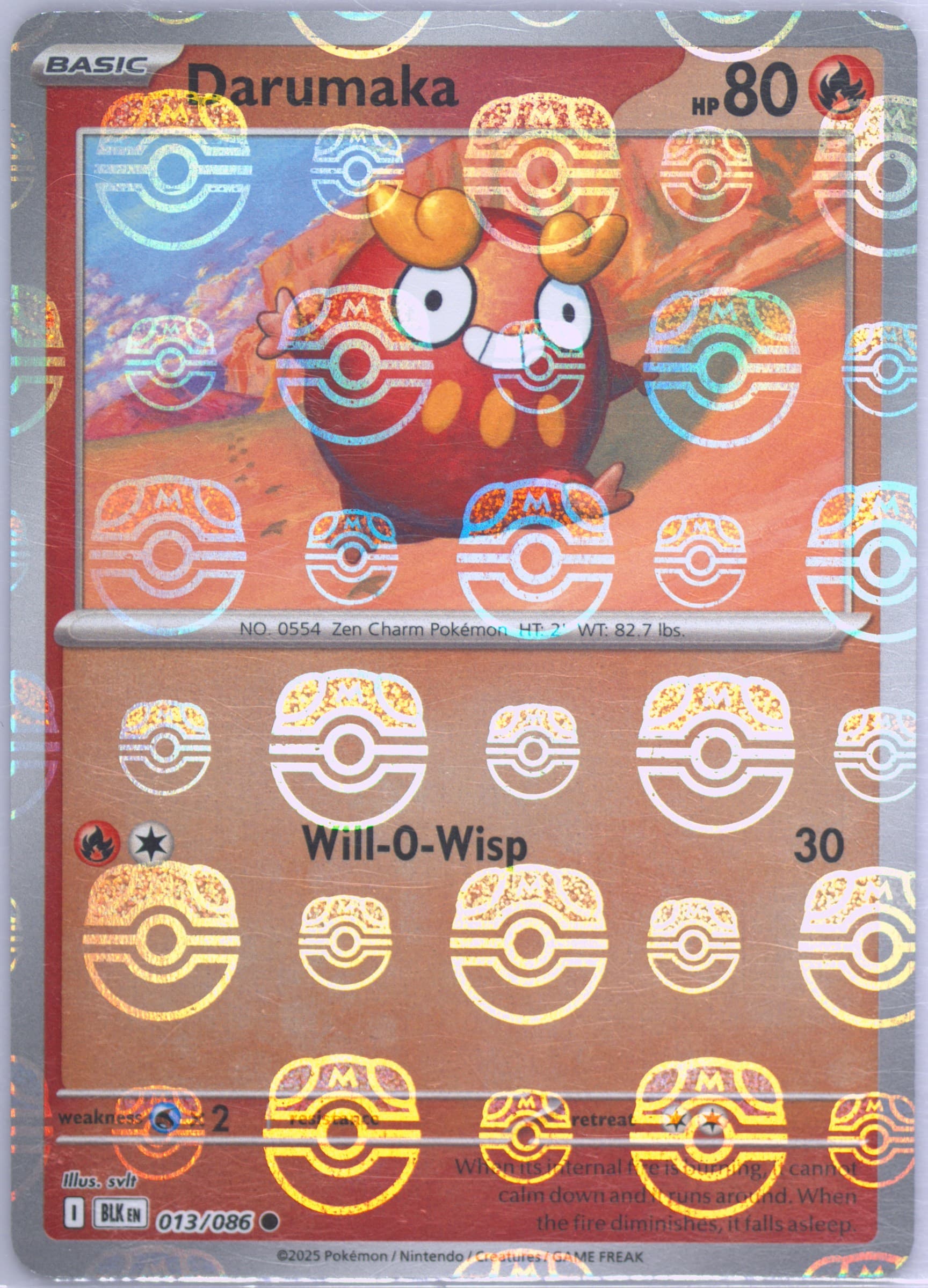 Darumaka Master Ball Reverse Holo (013) 2025 Pokemon Blk EN-Black Bolt