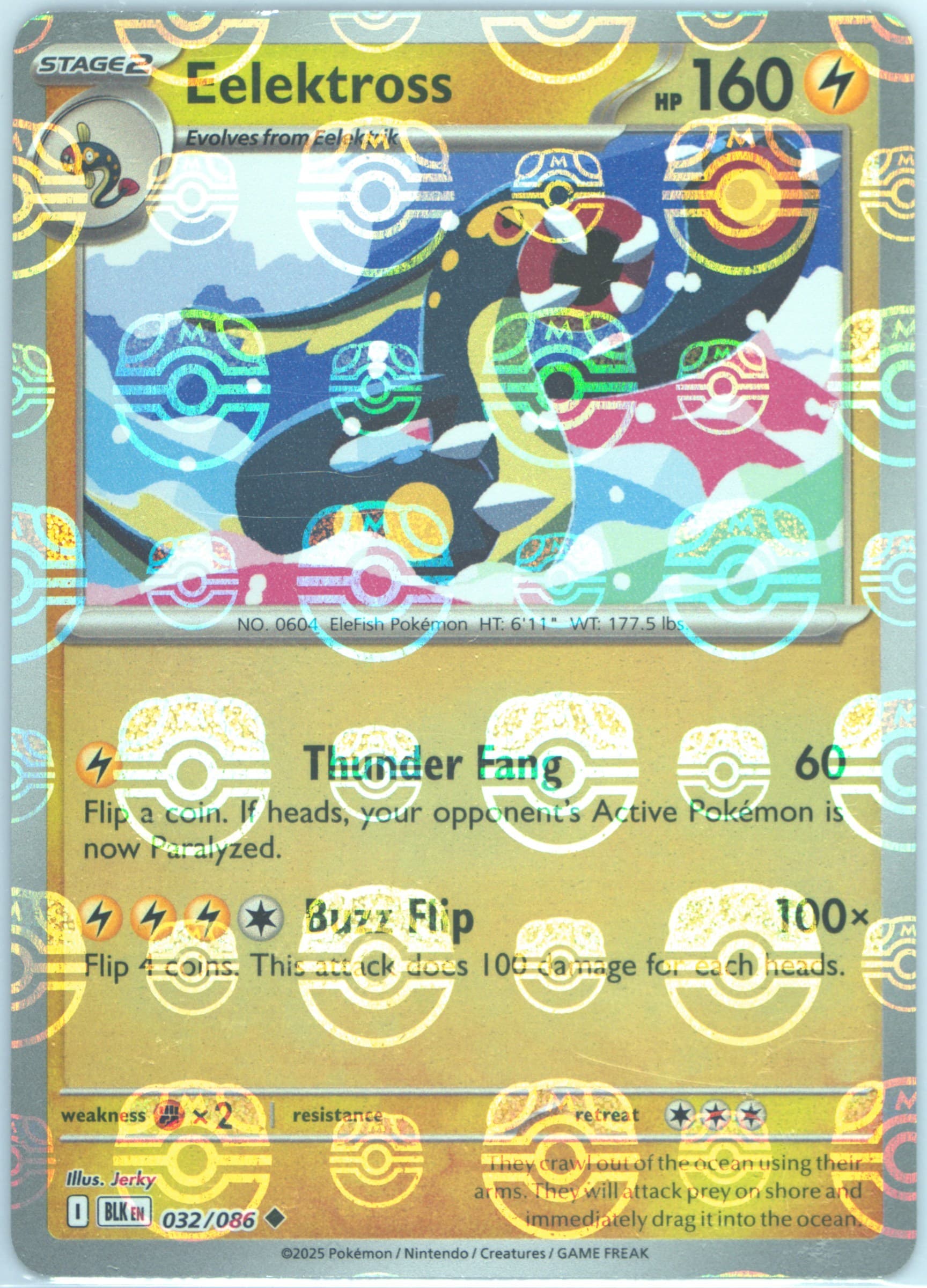 Eelektross Master Ball Reverse Holo (032) 2025 Pokemon Blk EN-Black Bolt