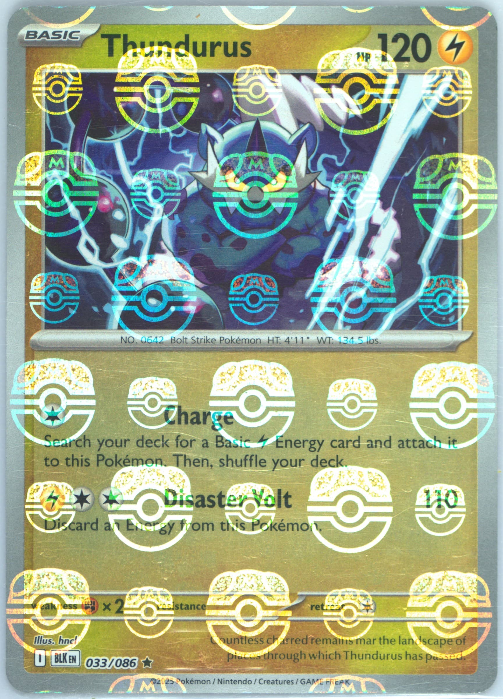 Thundurus Master Ball Reverse Holo (033) 2025 Pokemon Blk EN-Black Bolt