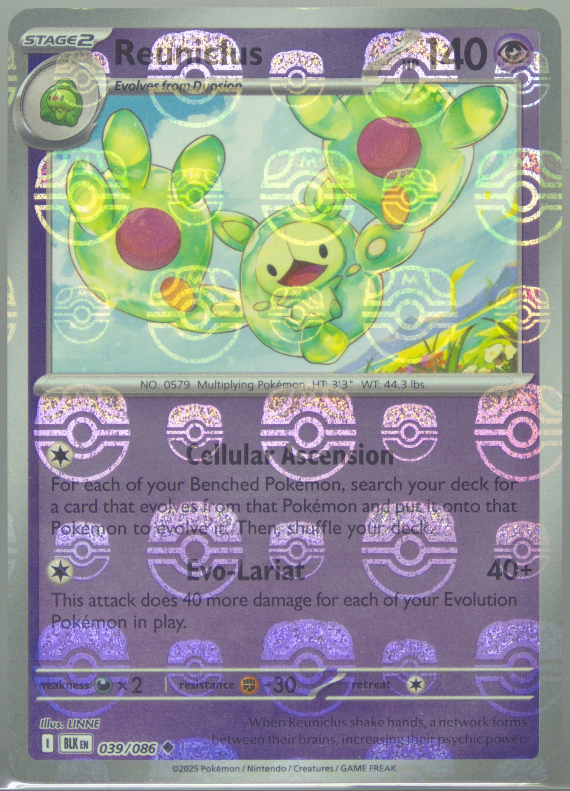 Reuniclus Master Ball Reverse Holo (039) 2025 Pokemon Blk EN-Black Bolt