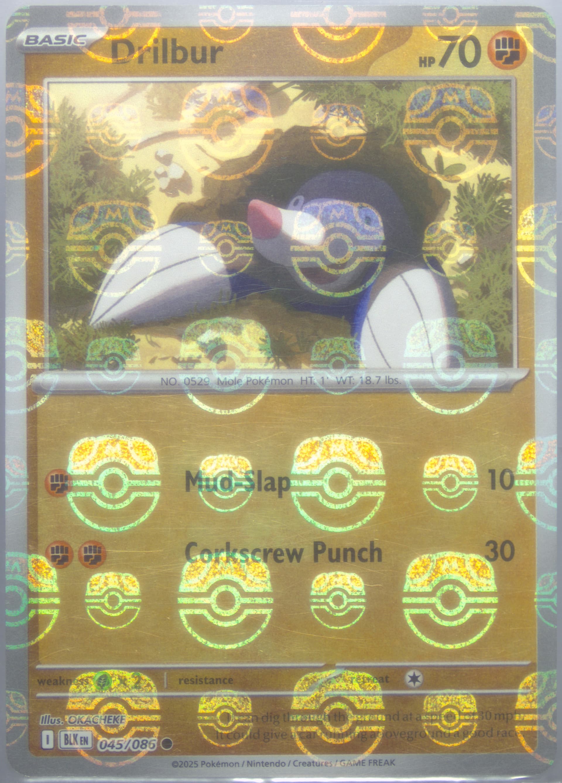 Drilbur Master Ball Reverse Holo (045) 2025 Pokemon Blk EN-Black Bolt