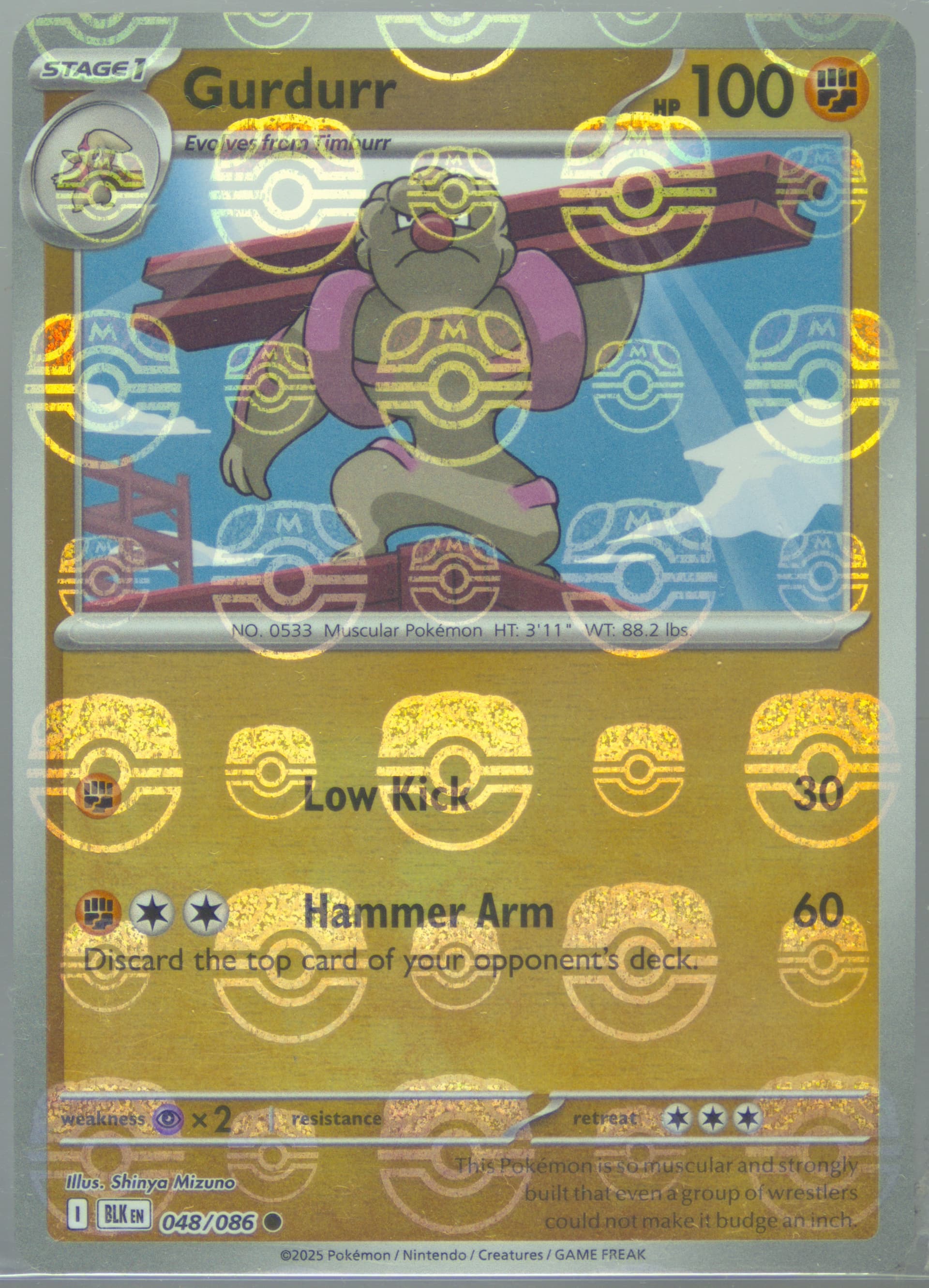 Gurdurr Master Ball Reverse Holo (048) 2025 Pokemon Blk EN-Black Bolt