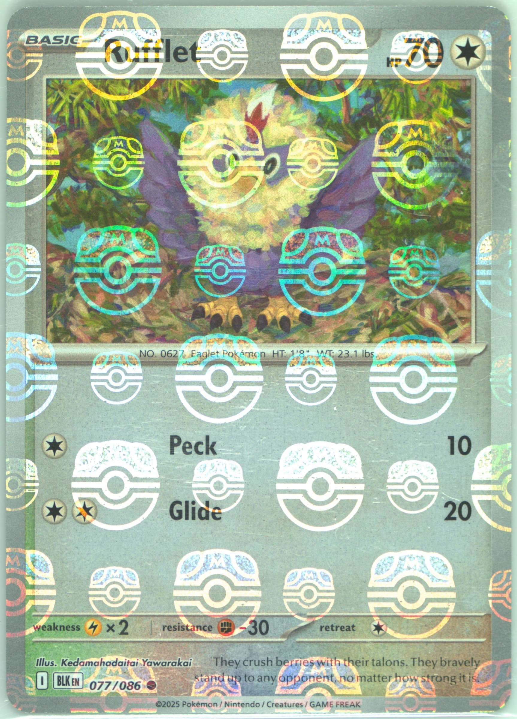 Rufflet Master Ball Reverse Holo (077) 2025 Pokemon Blk EN-Black Bolt