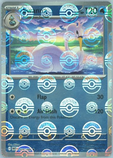 Swanna Poke Ball Reverse Holo (026) 2025 Pokemon Wht EN-White Flare