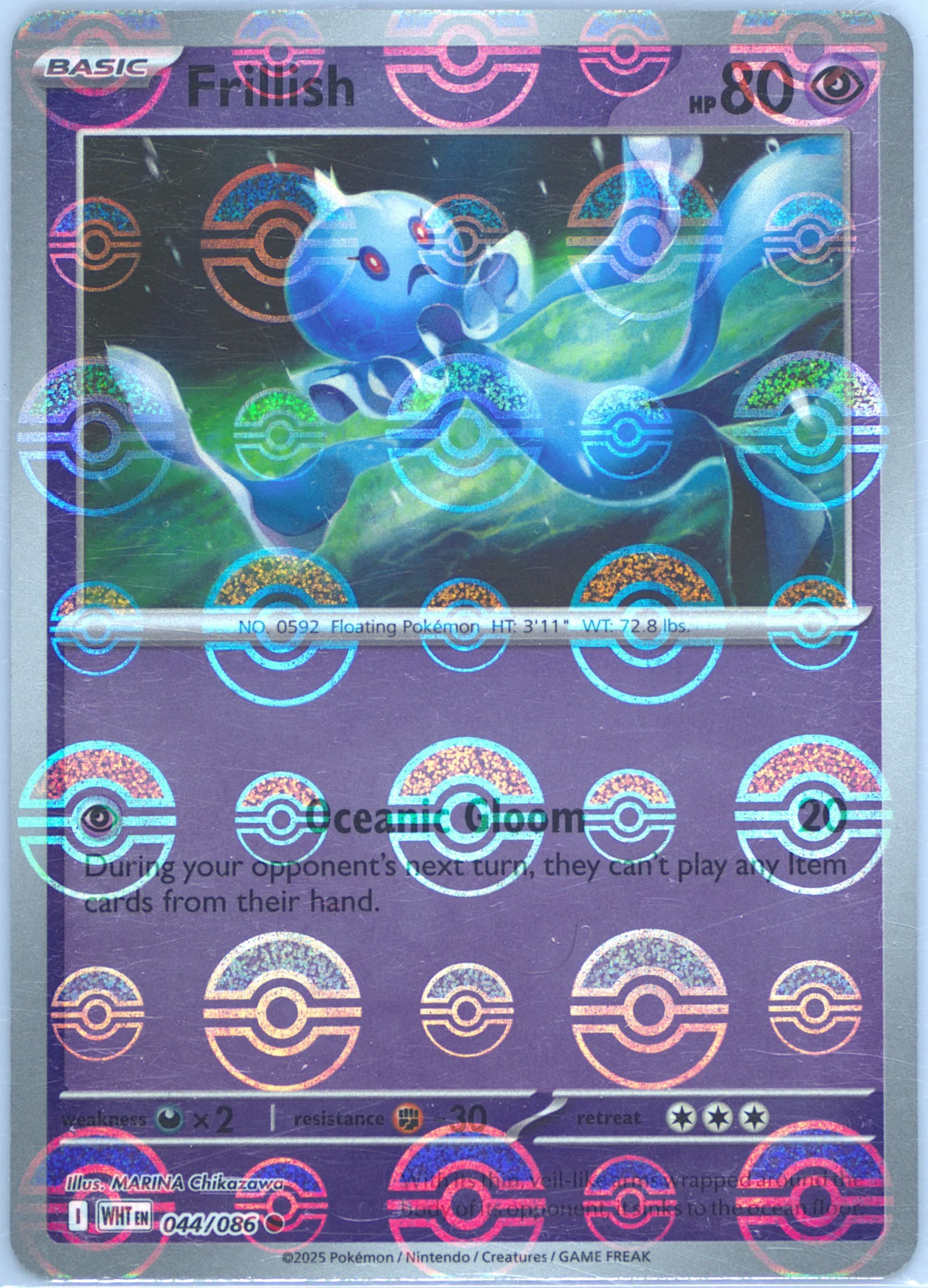 Frillish Poke Ball Reverse Holo (044) 2025 Pokemon Wht EN-White Flare