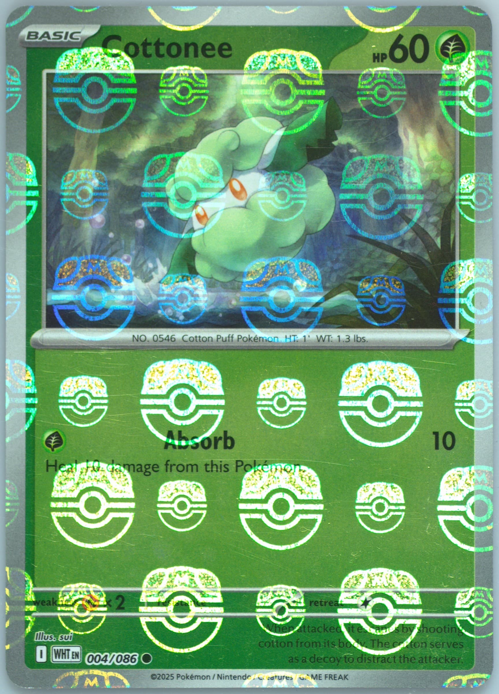 Cottonee Master Ball Reverse Holo (004) 2025 Pokemon Wht EN-White Flare