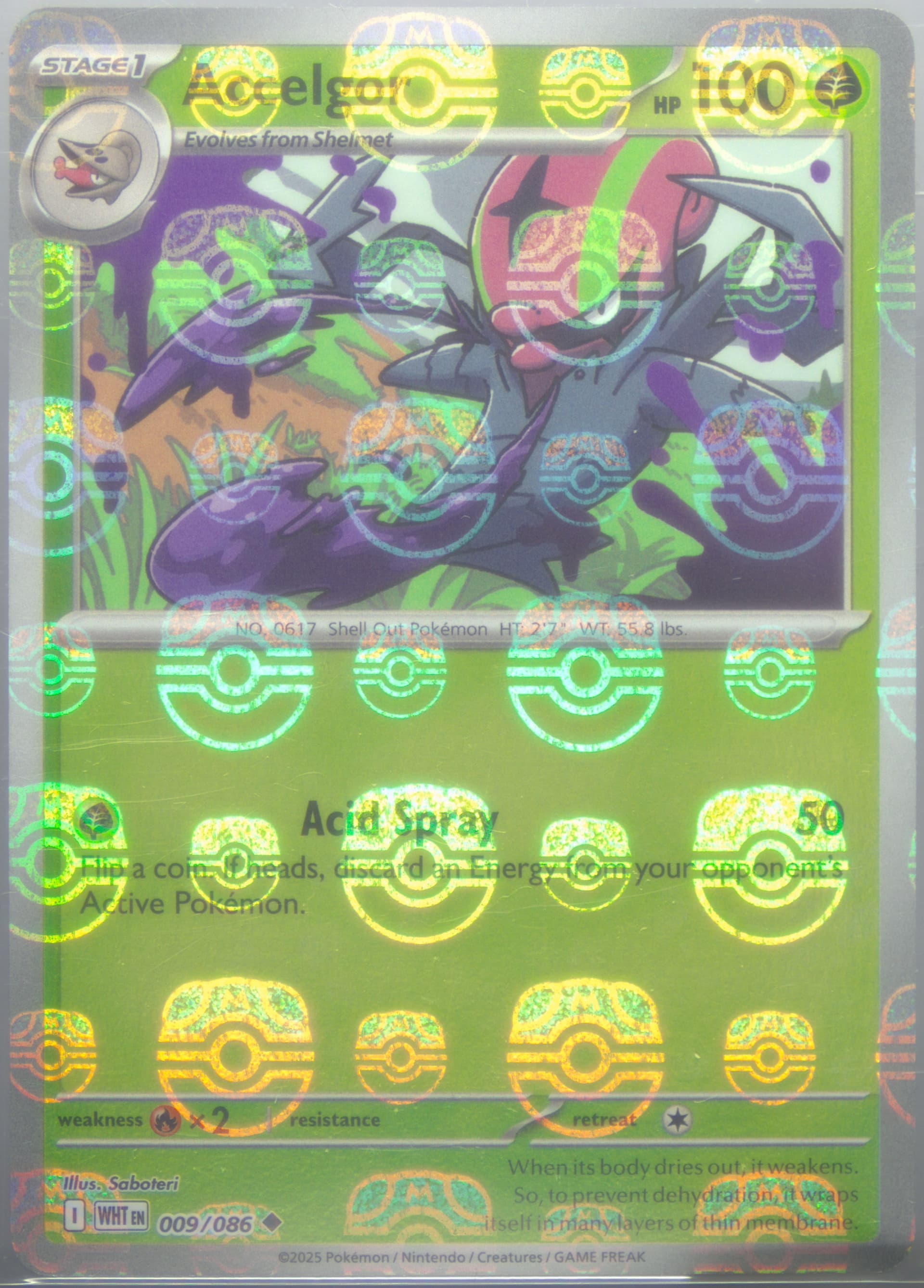 Accelgor Master Ball Reverse Holo (009) 2025 Pokemon Wht EN-White Flare