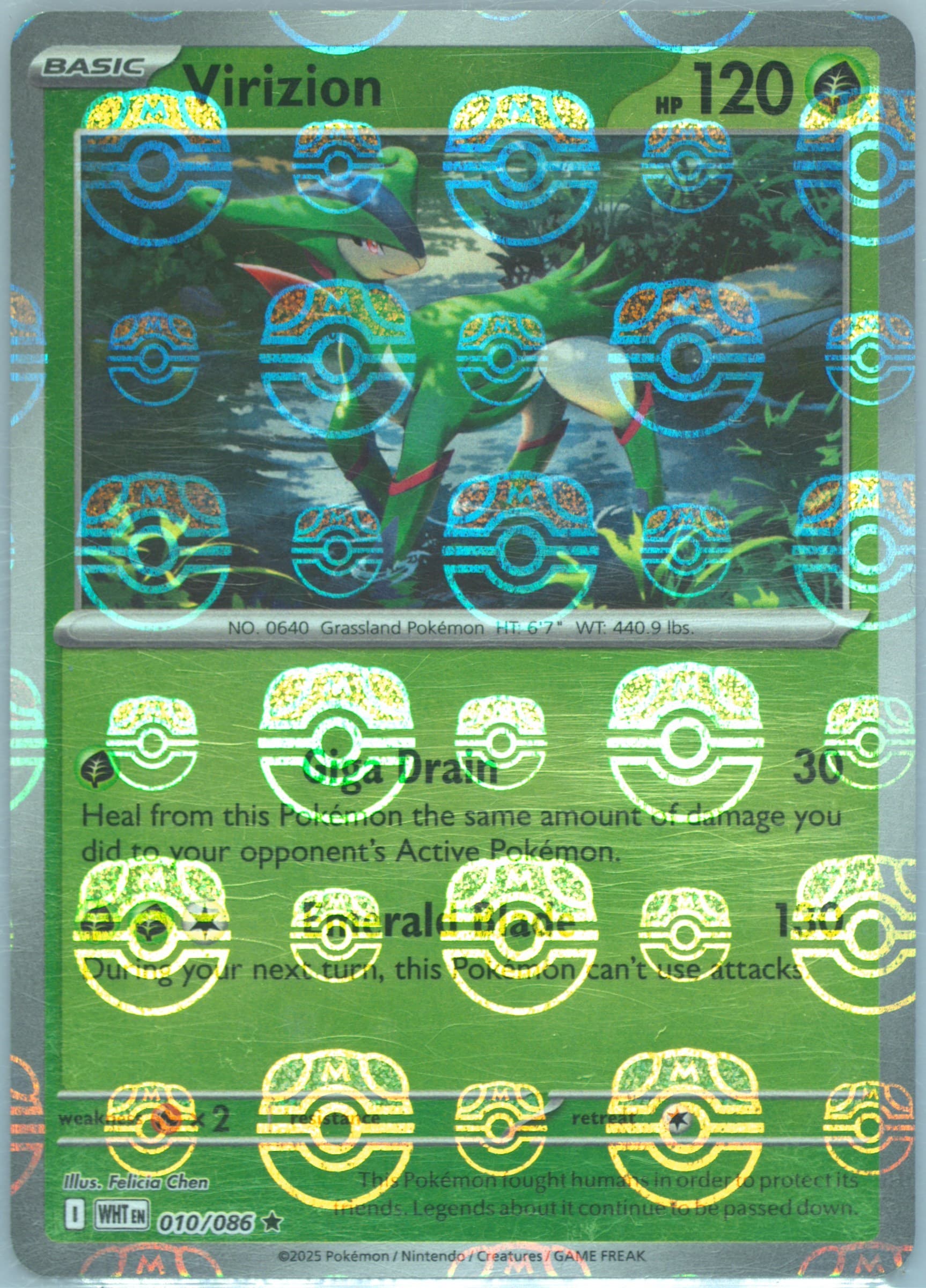Virizion Master Ball Reverse Holo (010) 2025 Pokemon Wht EN-White Flare