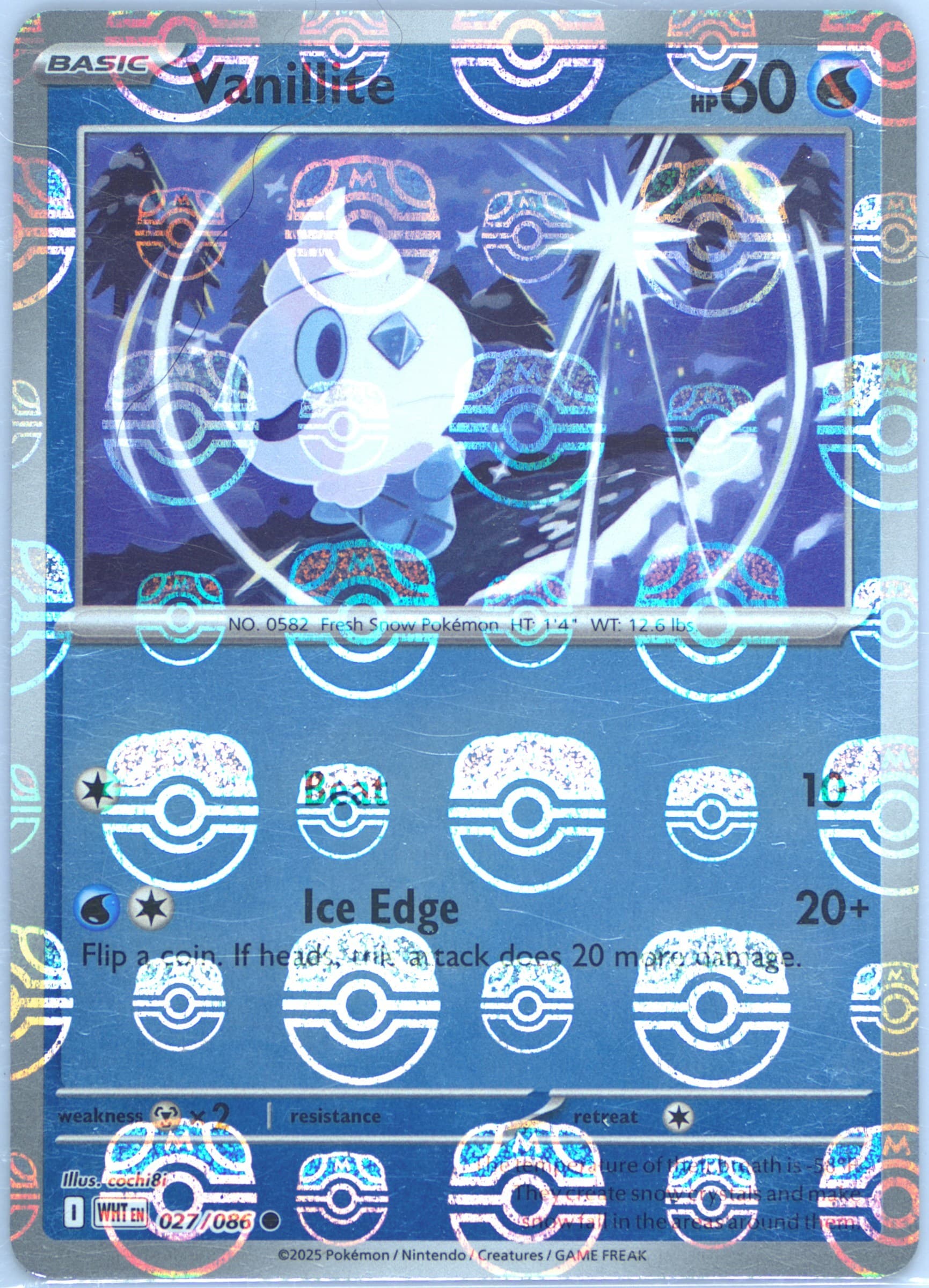 Vanillite Master Ball Reverse Holo (027) 2025 Pokemon Wht EN-White Flare