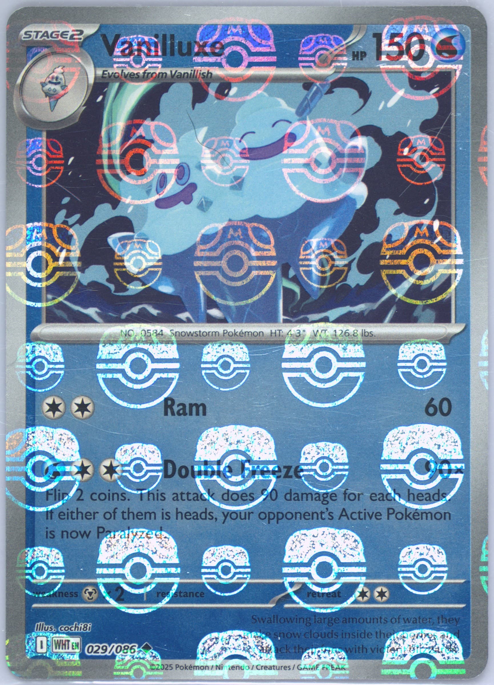 Vanilluxe Master Ball Reverse Holo (029) 2025 Pokemon Wht EN-White Flare