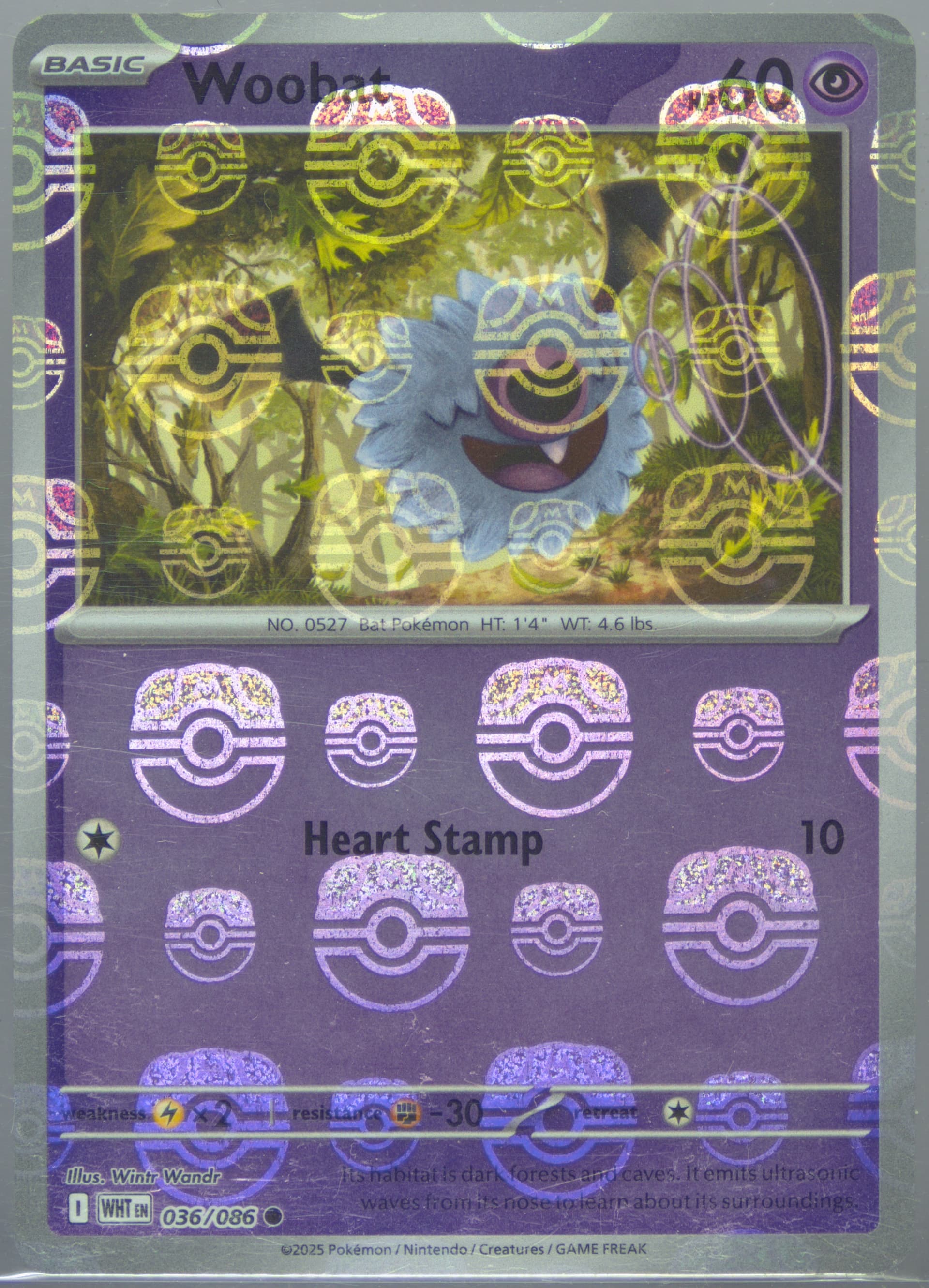 Woobat Master Ball Reverse Holo (036) 2025 Pokemon Wht EN-White Flare