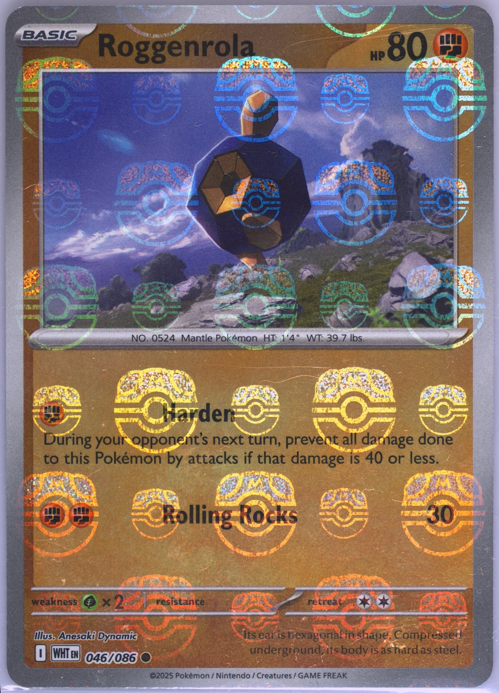 Roggenrola Master Ball Reverse Holo (046) 2025 Pokemon Wht EN-White Flare