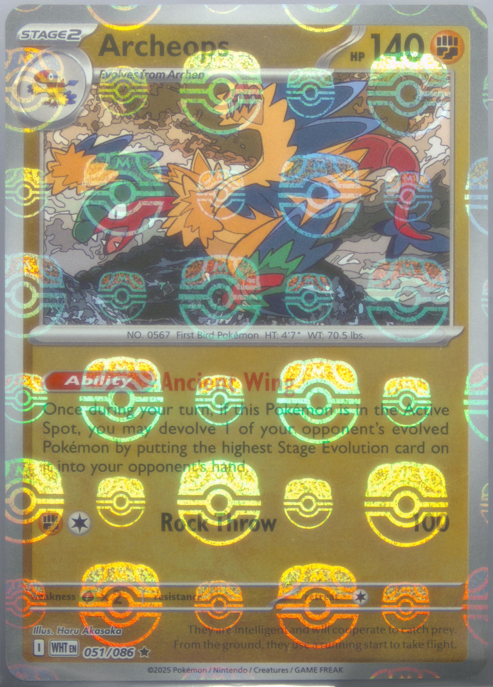 Archeops Master Ball Reverse Holo (051) 2025 Pokemon Wht EN-White Flare