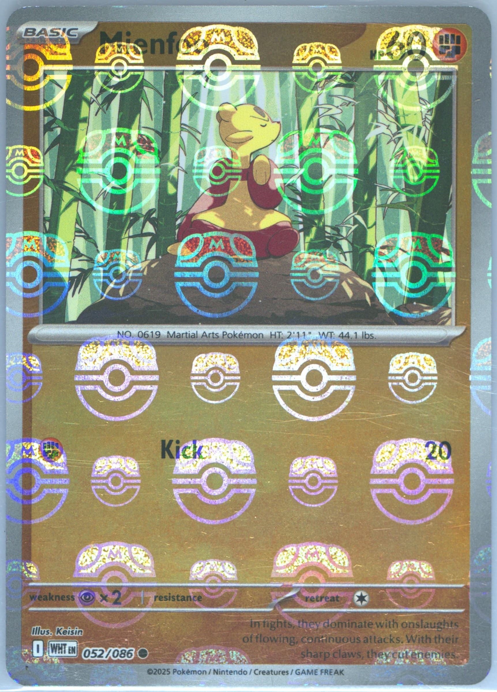 Mienfoo Master Ball Reverse Holo (052) 2025 Pokemon Wht EN-White Flare