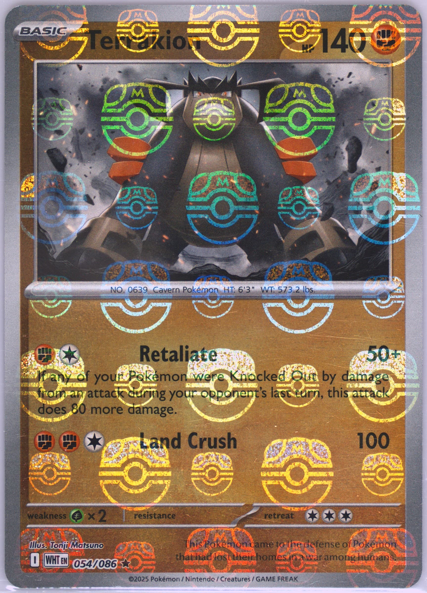Terrakion Master Ball Reverse Holo (054) 2025 Pokemon Wht EN-White Flare