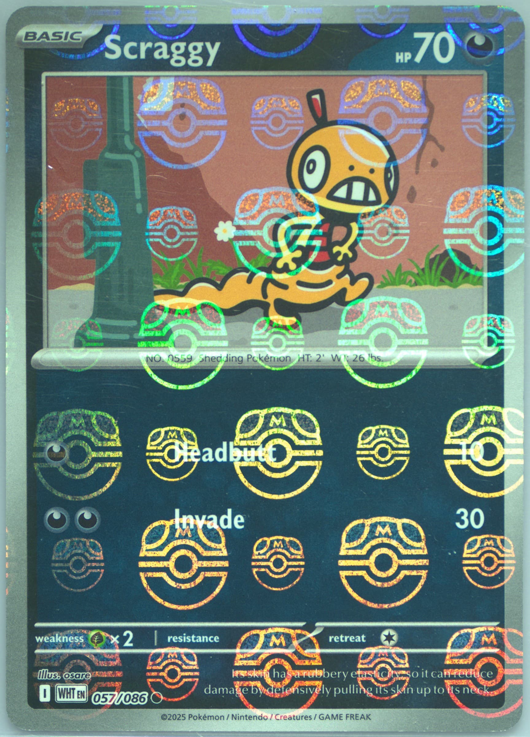 Scraggy Master Ball Reverse Holo (057) 2025 Pokemon Wht EN-White Flare