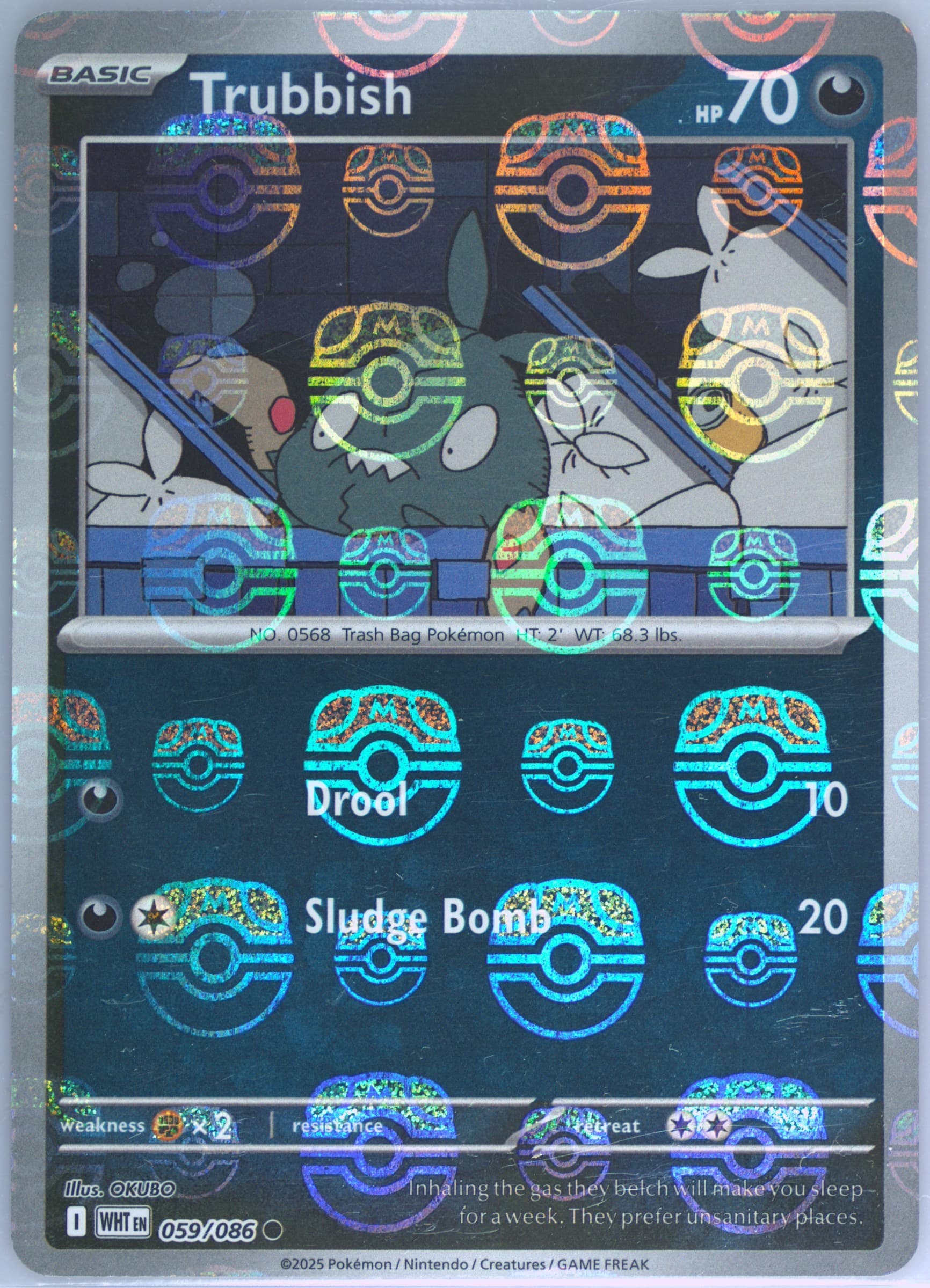 Trubbish Master Ball Reverse Holo (059) 2025 Pokemon Wht EN-White Flare