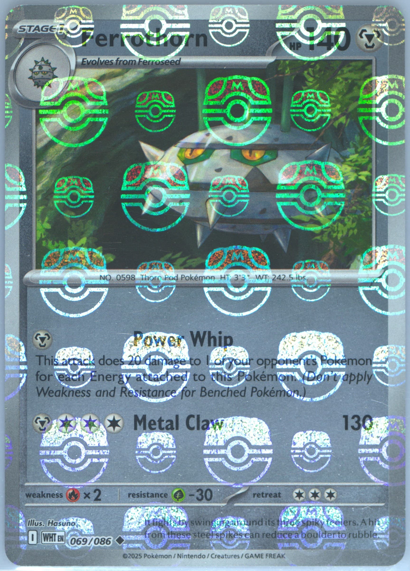 Ferrothorn Master Ball Reverse Holo (069) 2025 Pokemon Wht EN-White Flare