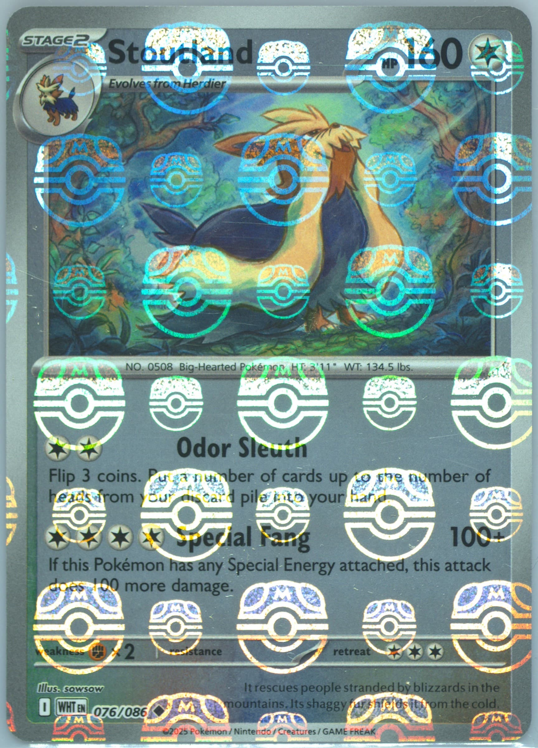 Stoutland Master Ball Reverse Holo (076) 2025 Pokemon Wht EN-White Flare