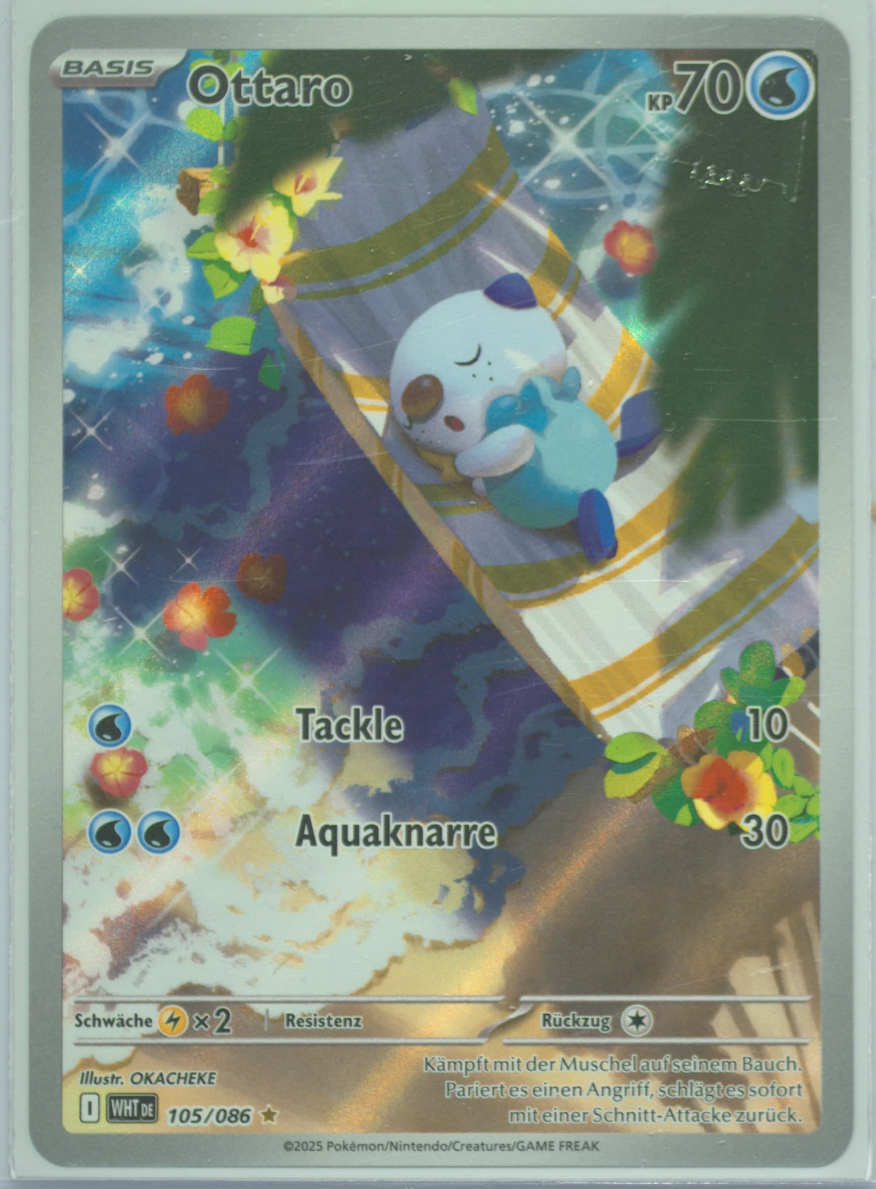 Oshawott Illustration Rare (105) 2025 Pokemon German Wht de-White Flare