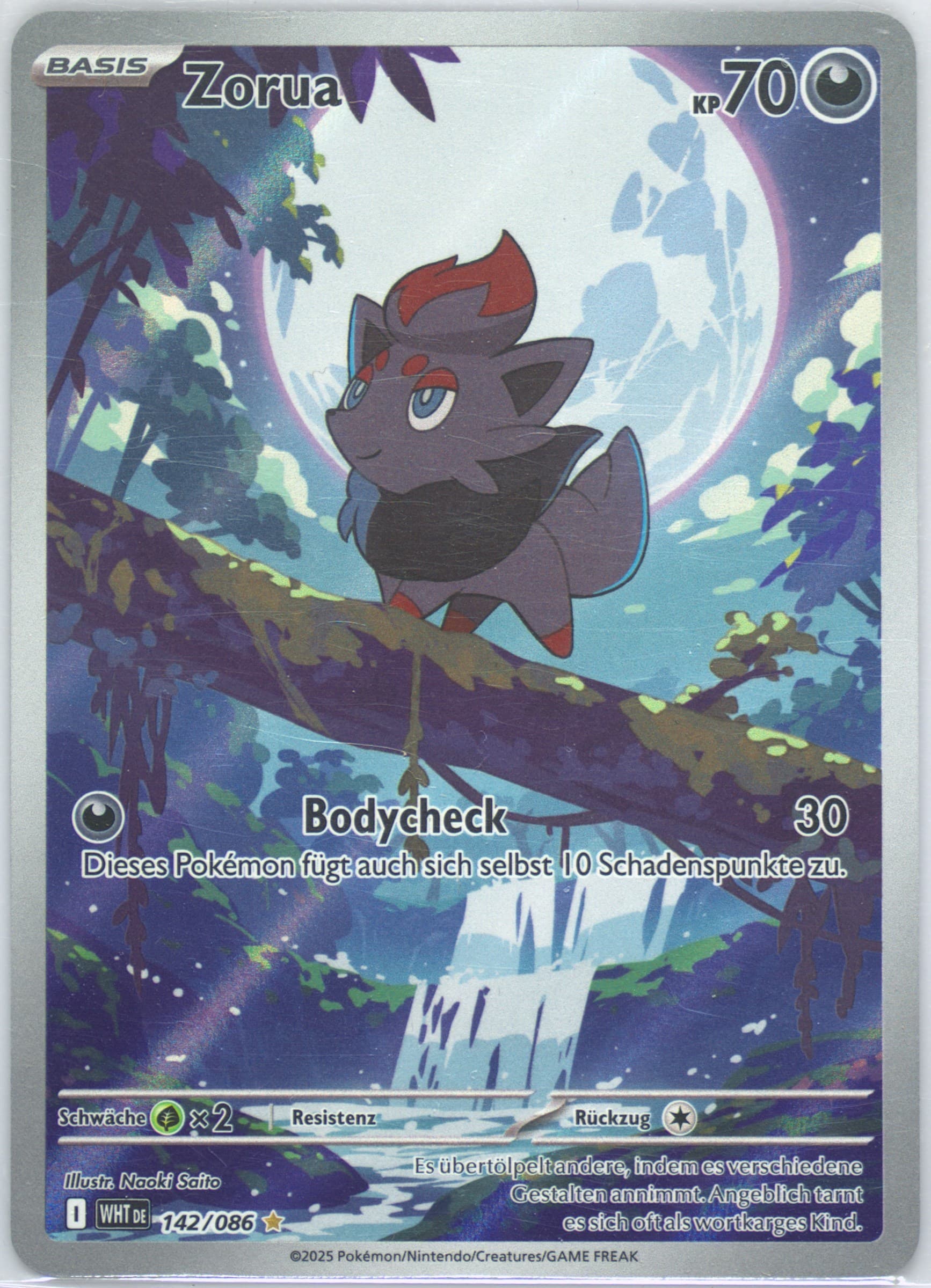 Zorua Illustration Rare (142) 2025 Pokemon German Wht de-White Flare