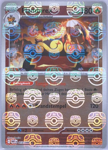 Emboar Master Ball Reverse Holo (013) 2025 Pokemon German Wht de-White Flare